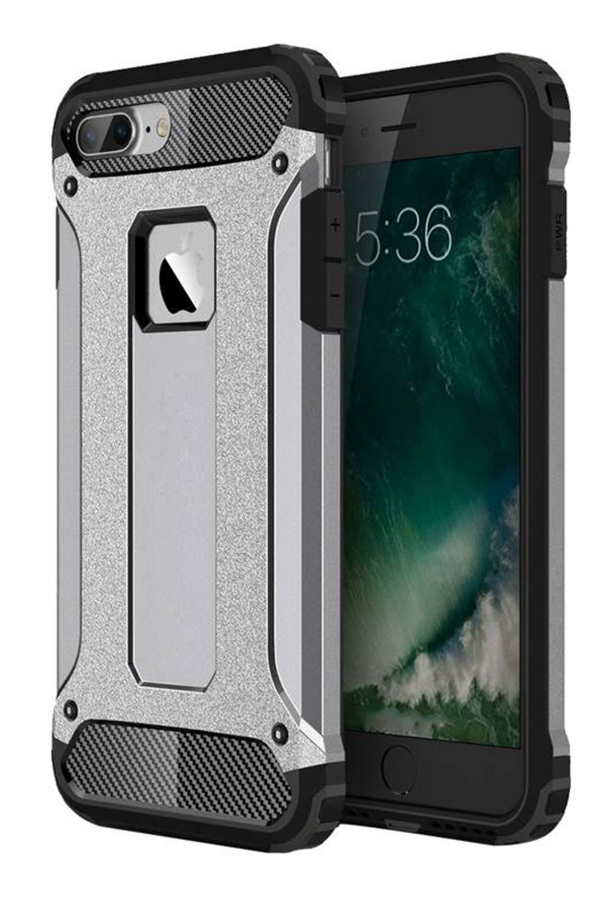 Newface iPhone 8 Plus Kılıf Coco Deri Silikon Kapak - Kırmızı