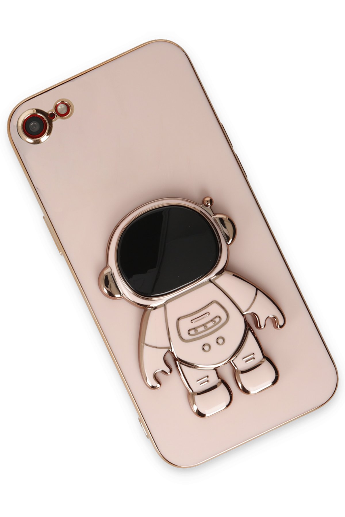 Newface iPhone SE 2020 Kılıf Sofya Yüzüklü Silikon Kapak - Rose