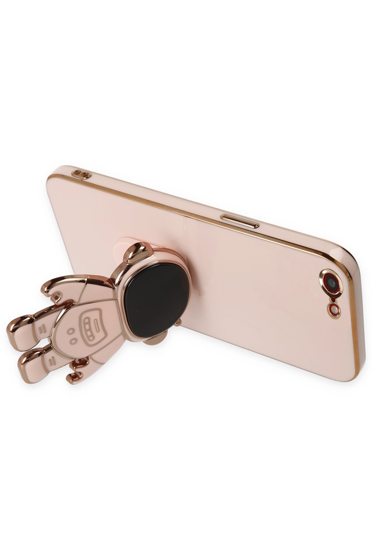 Newface iPhone SE 2020 Kılıf Sofya Yüzüklü Silikon Kapak - Rose