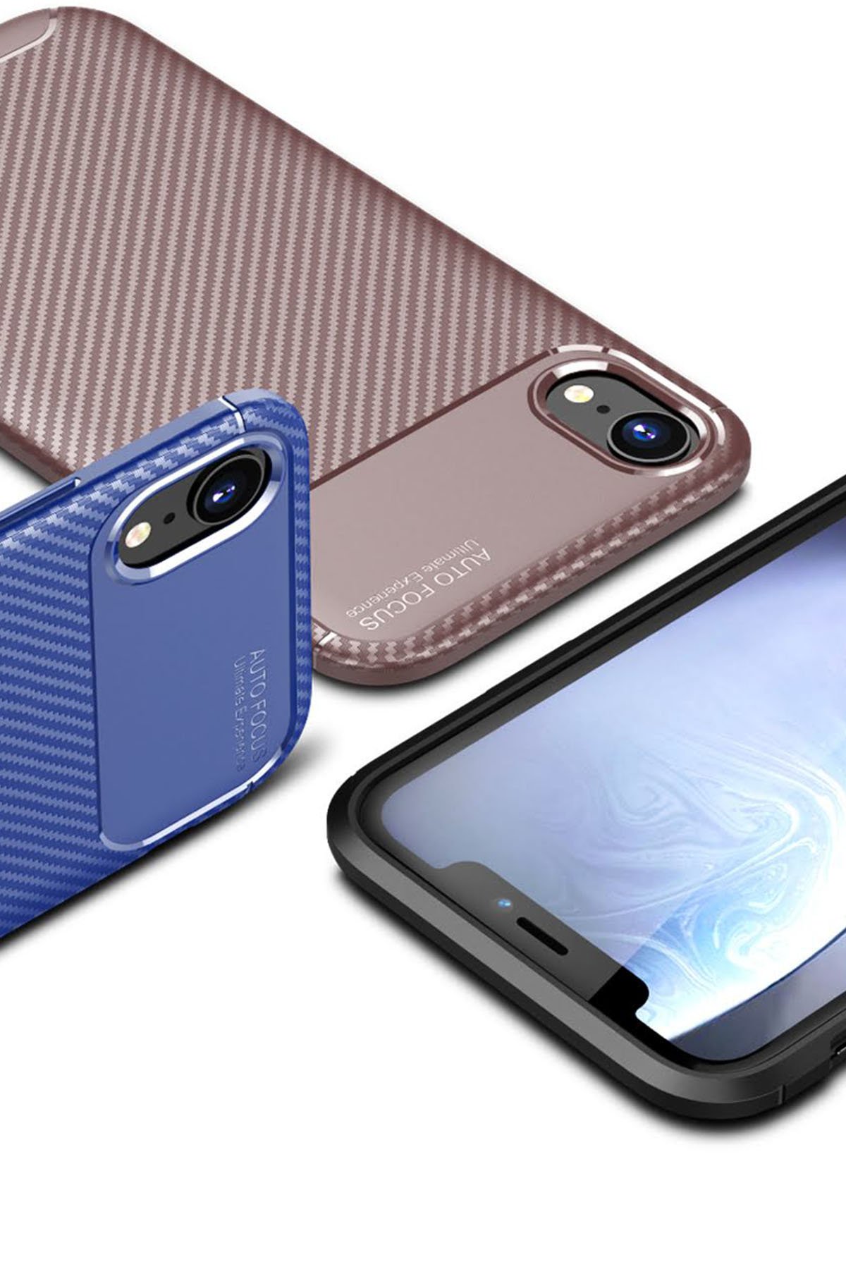 Newface iPhone XR Kılıf Range Yüzüklü Silikon - Siyah-Kırmızı
