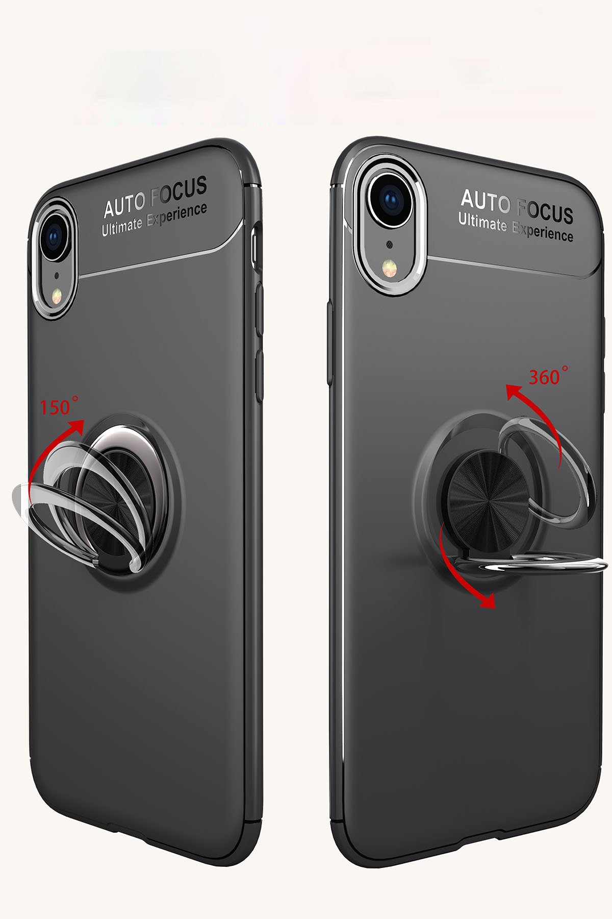 Newface iPhone XR Kılıf Sofya Yüzüklü Silikon Kapak - Gümüş