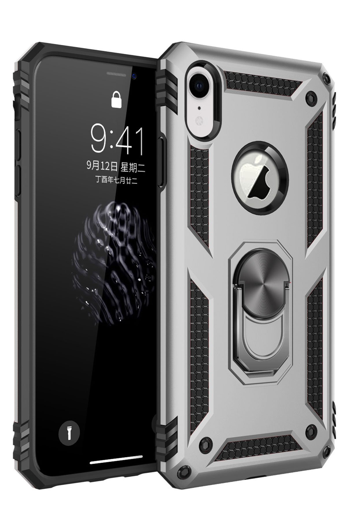 Newface iPhone XR Kılıf Gros Yüzüklü Silikon - Siyah