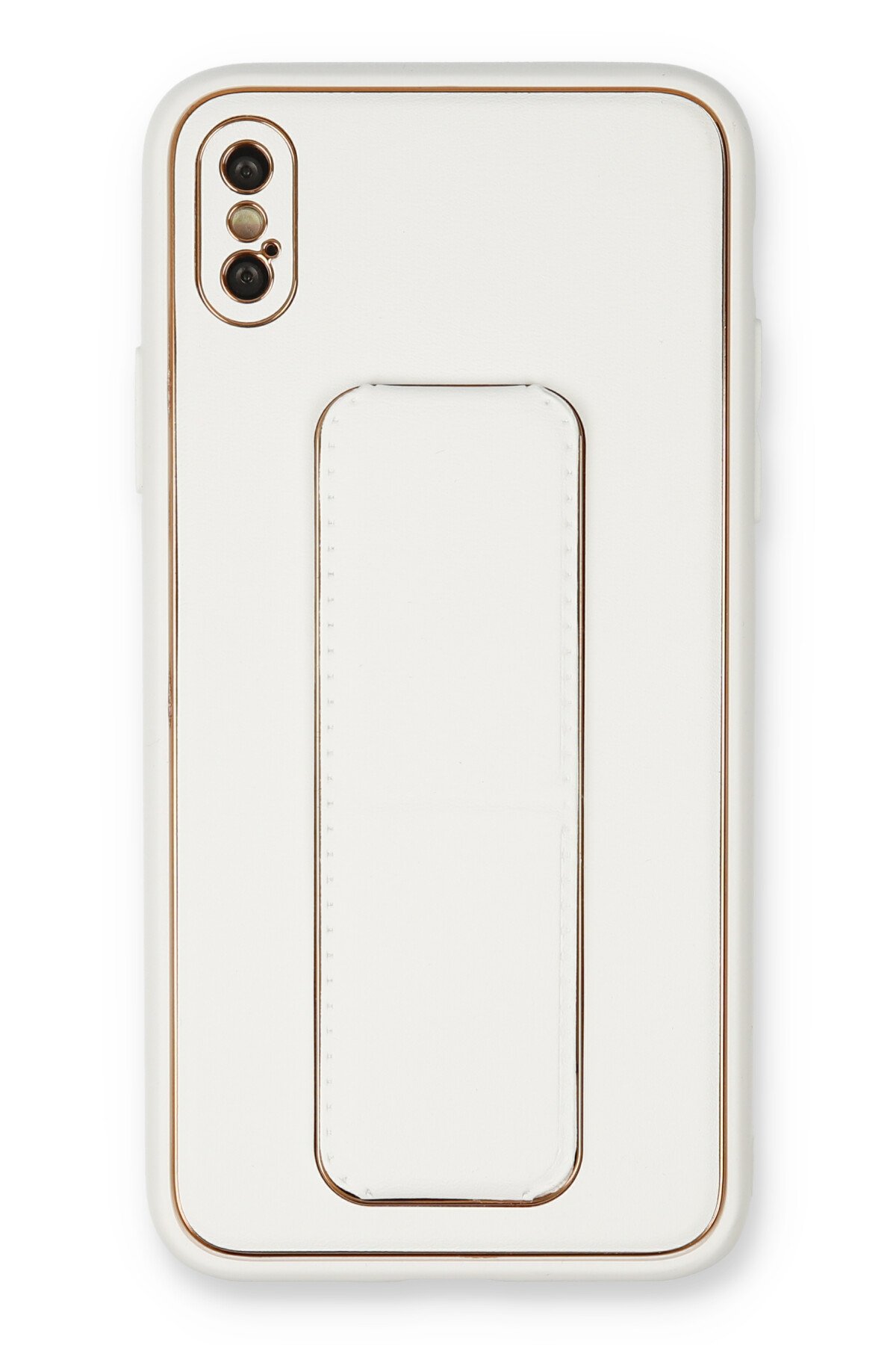 Newface iPhone XS Kılıf Coco Deri Standlı Kapak - Sarı