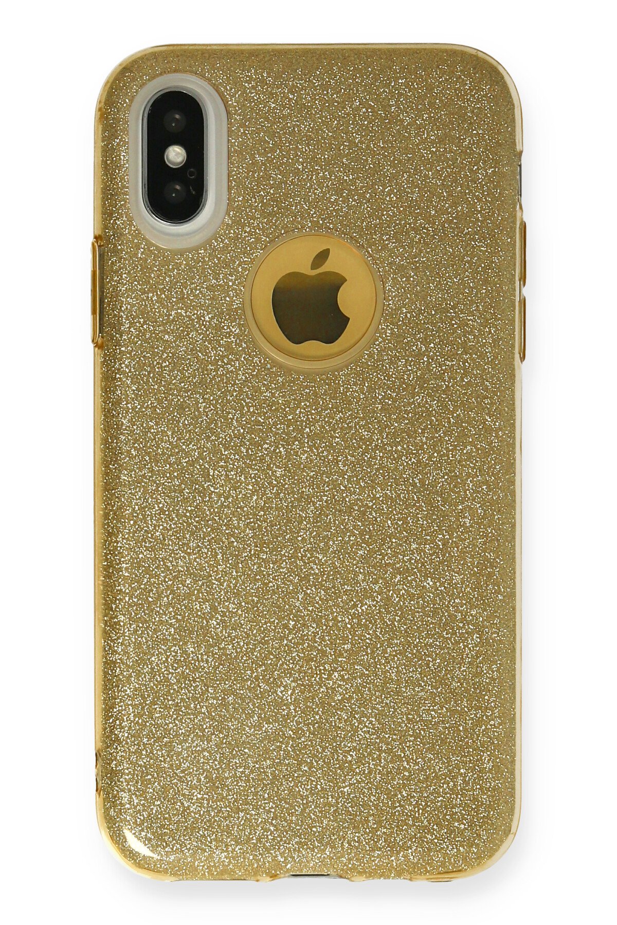 Newface iPhone XS Kılıf Platin Simli Silikon - Sarı