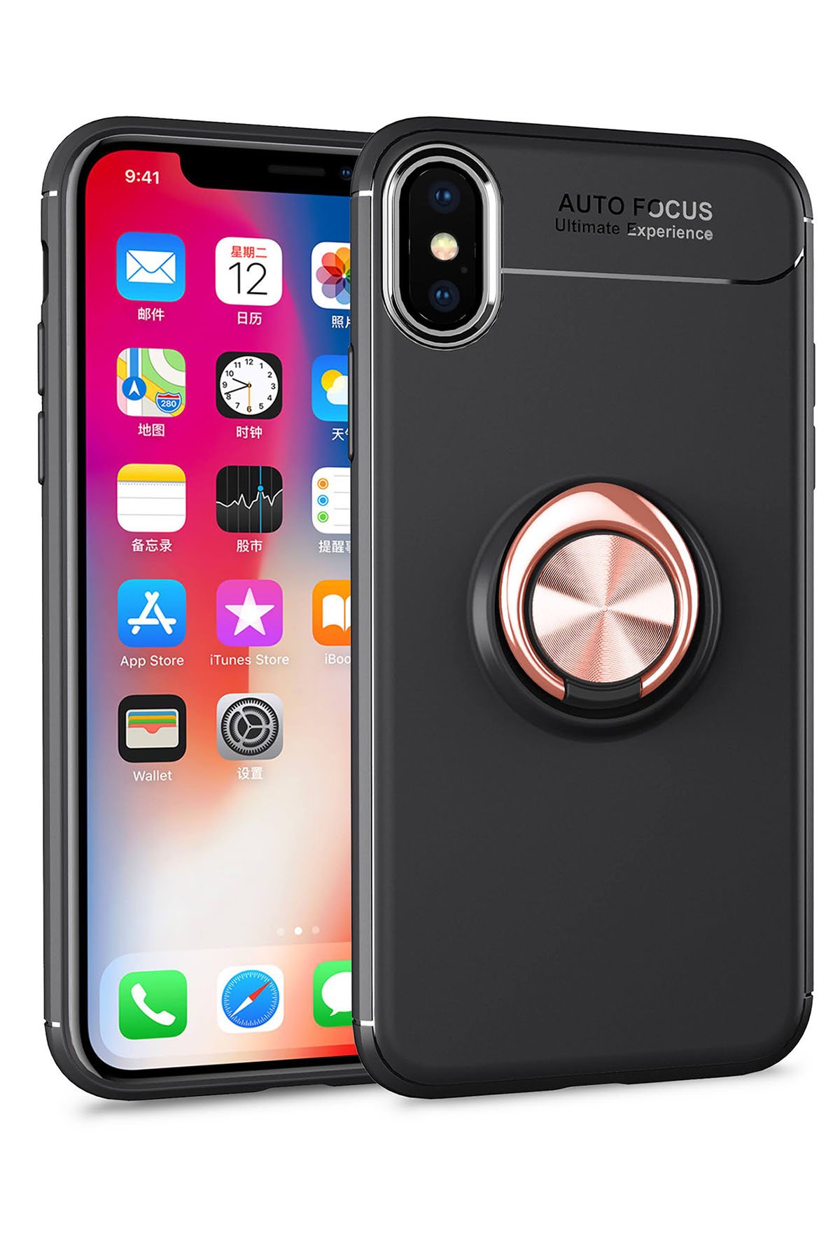 Newface iPhone XS Max Kılıf Gros Yüzüklü Silikon - Mavi