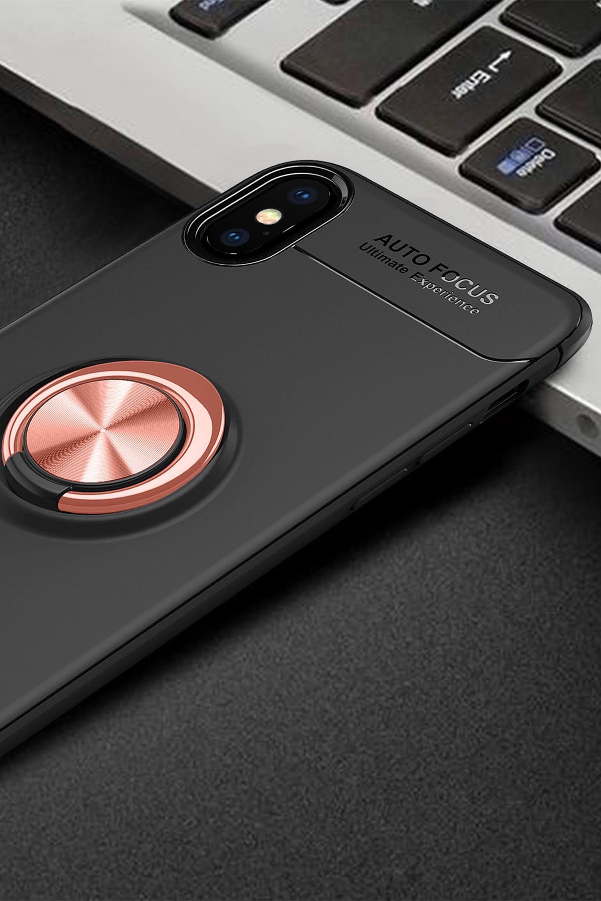 Newface iPhone XS Max Kılıf Gros Yüzüklü Silikon - Mavi