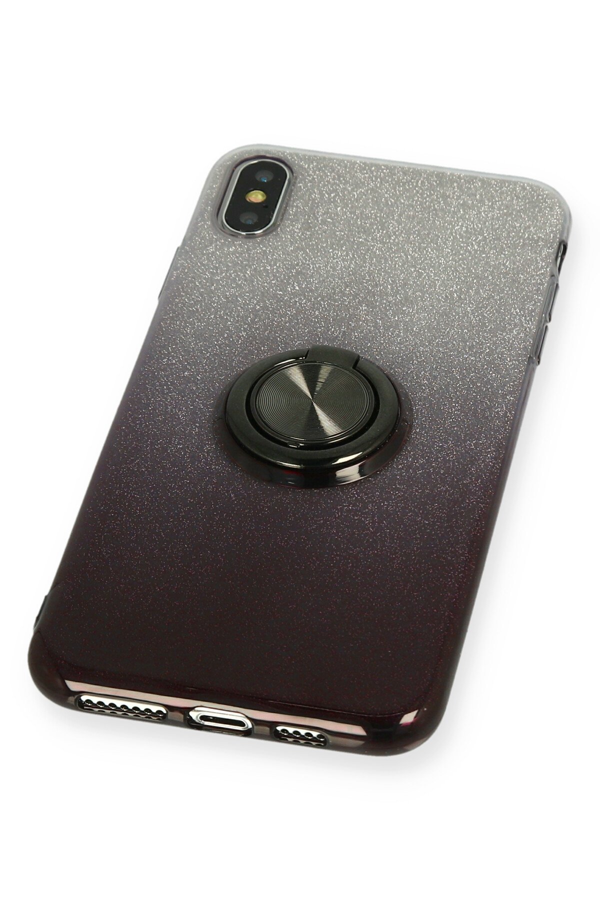 Newface iPhone XS Max Kılıf Simli Katmanlı Silikon - Kırmızı