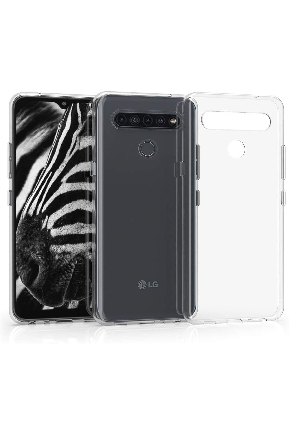 Newface LG K41S Kılıf Simli Yüzüklü Silikon - Siyah