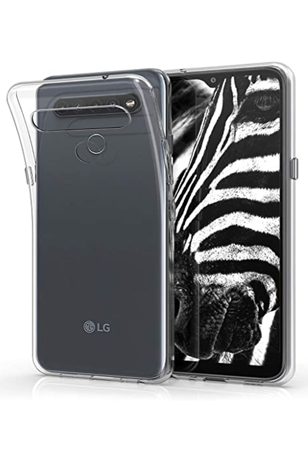 Newface LG K41S Kılıf Simli Yüzüklü Silikon - Siyah