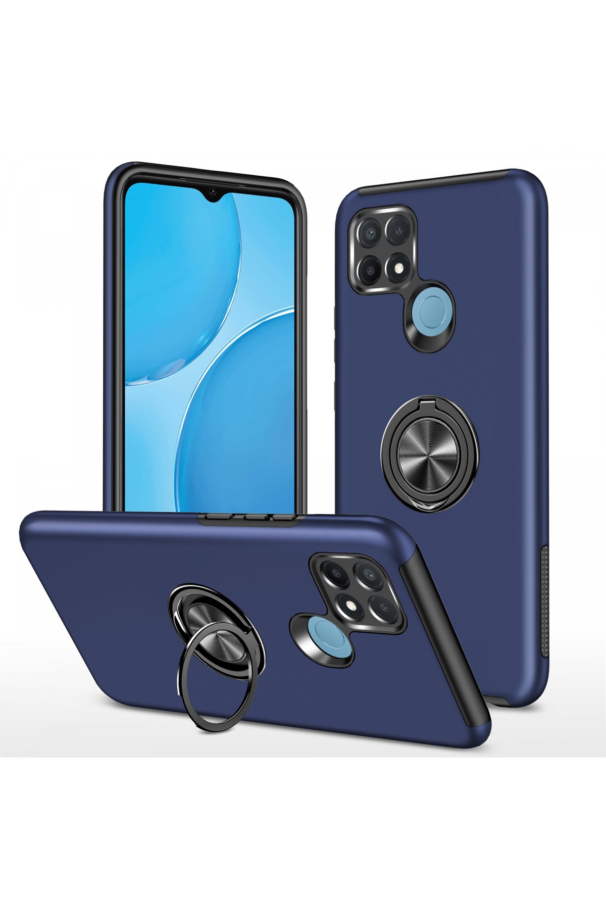 Newface Oppo A15S Kılıf Gros Yüzüklü Silikon - Mavi