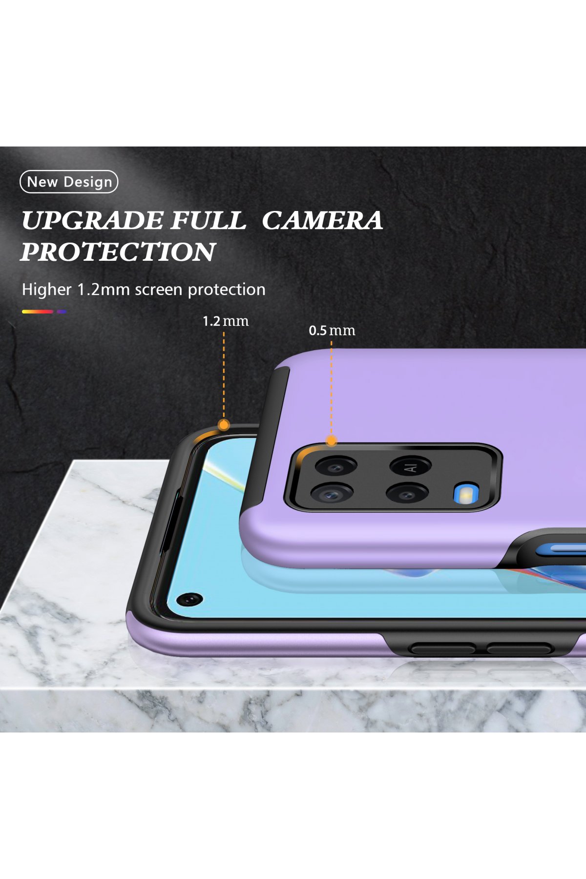 Newface Oppo A54 4G Kılıf Zuma Kartvizitli Yüzüklü Silikon - Lila