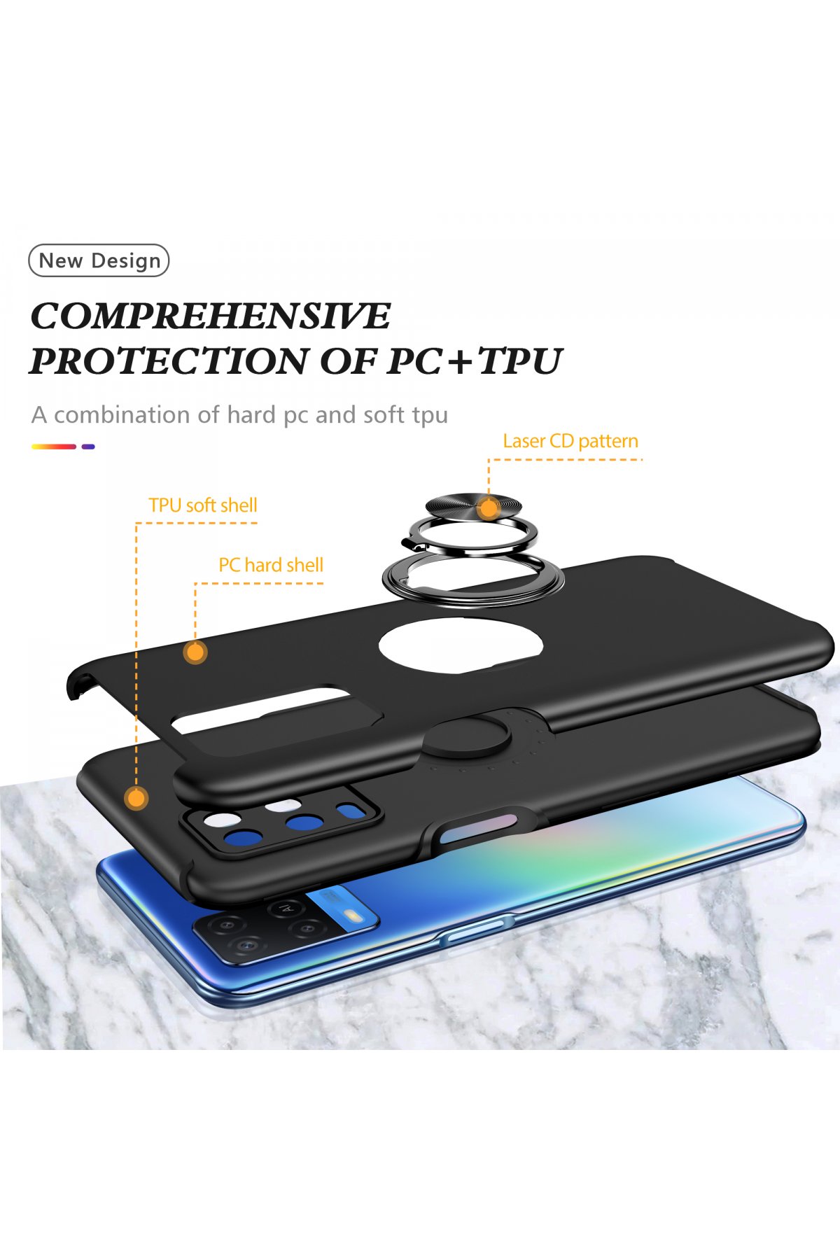 Newface Oppo A54 4G Kılıf Color Lens Silikon - Pudra