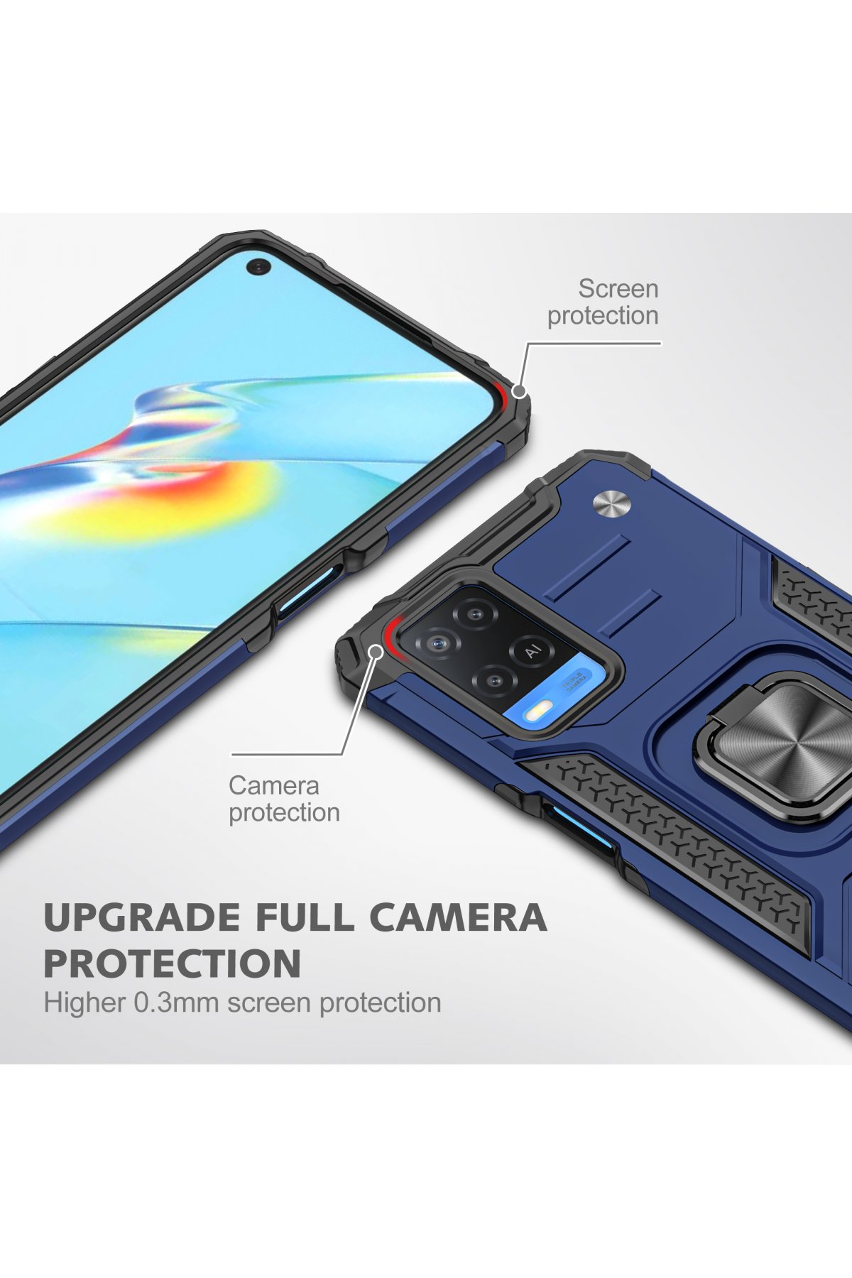 Newface Oppo A54 4G Kılıf Pars Lens Yüzüklü Silikon - Yeşil