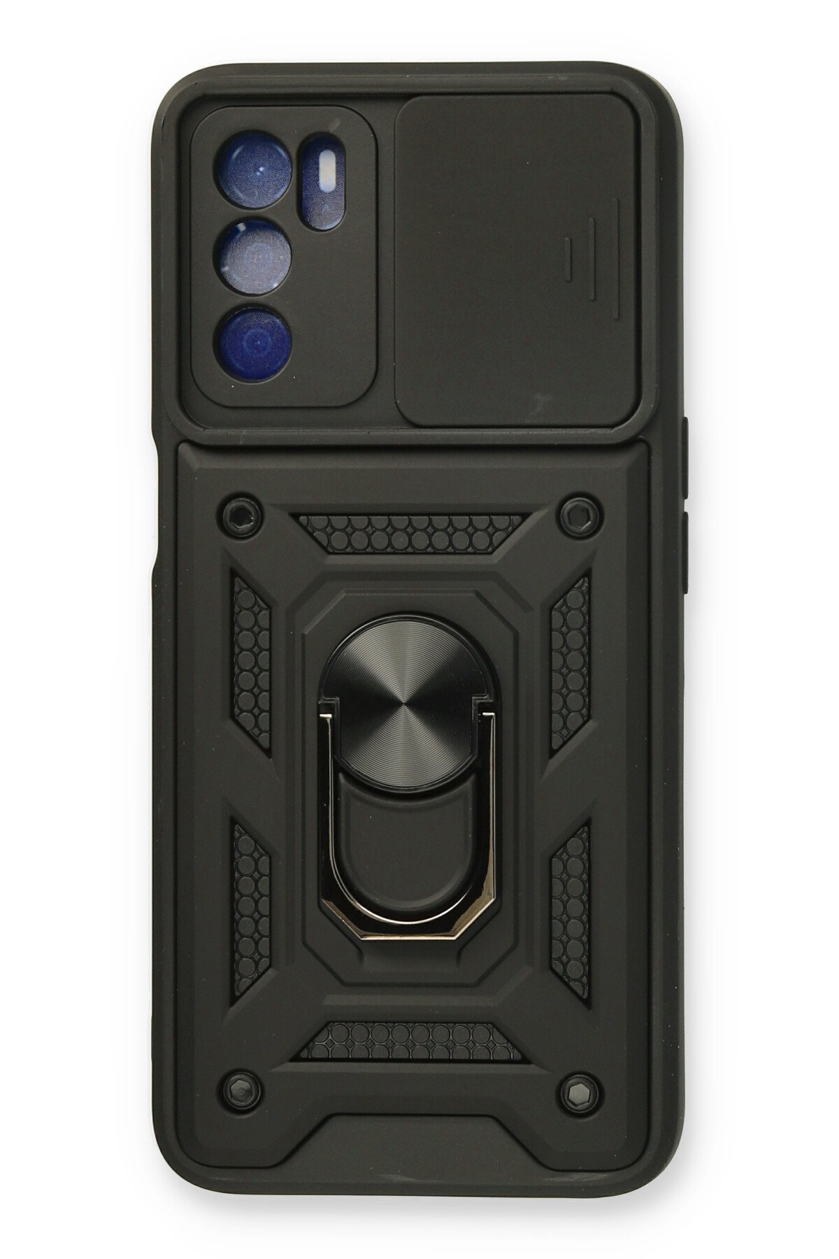 Newface Oppo A55 Kılıf Montreal Yüzüklü Silikon Kapak - Siyah