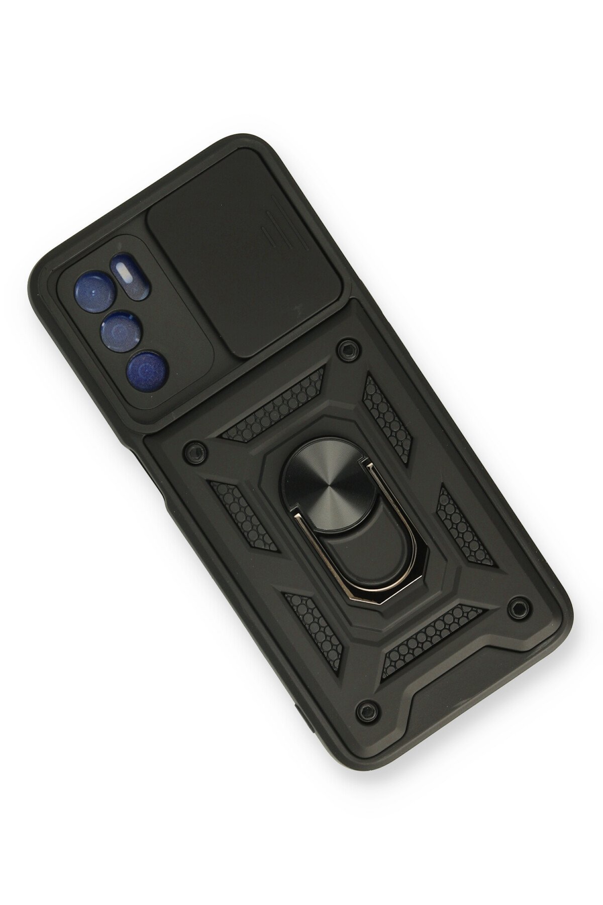 Newface Oppo A55 Kılıf Montreal Yüzüklü Silikon Kapak - Sarı