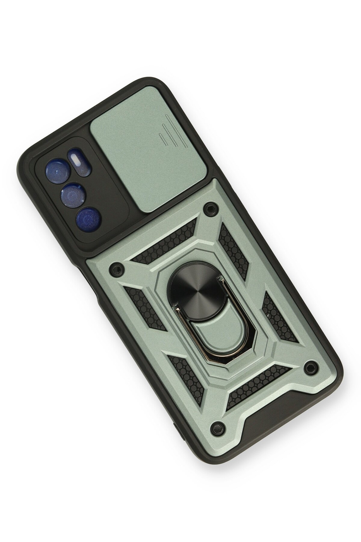 Newface Oppo A55 Kılıf Montreal Yüzüklü Silikon Kapak - Sarı