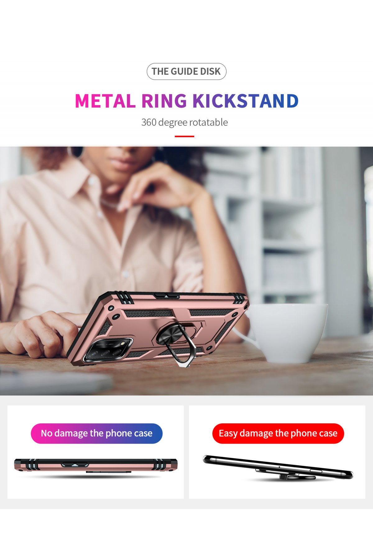 Newface Oppo A74 4G Kılıf Sofya Yüzüklü Silikon Kapak - Siyah