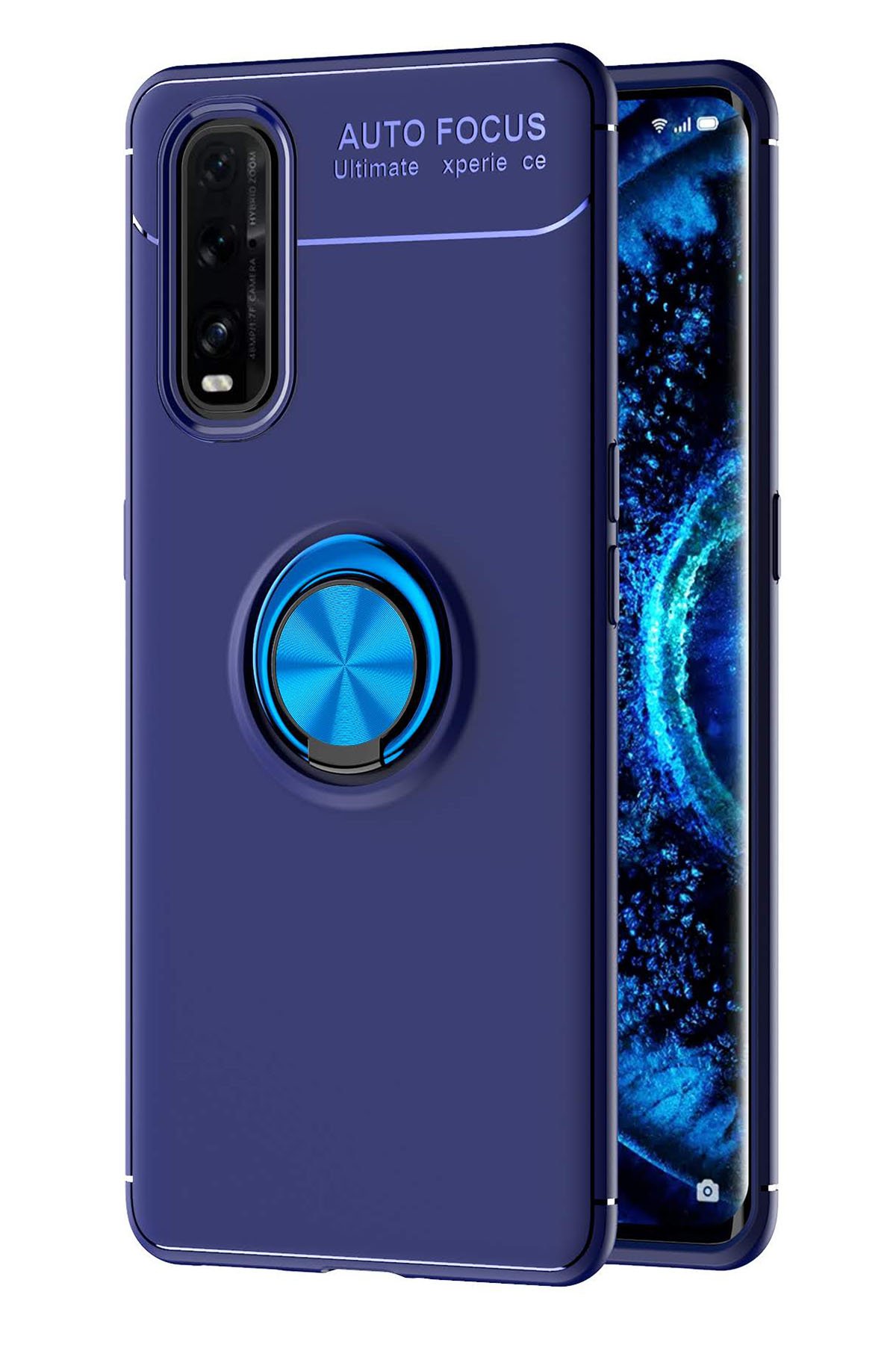 Newface Oppo Find X2 Kılıf Range Yüzüklü Silikon - Kırmızı