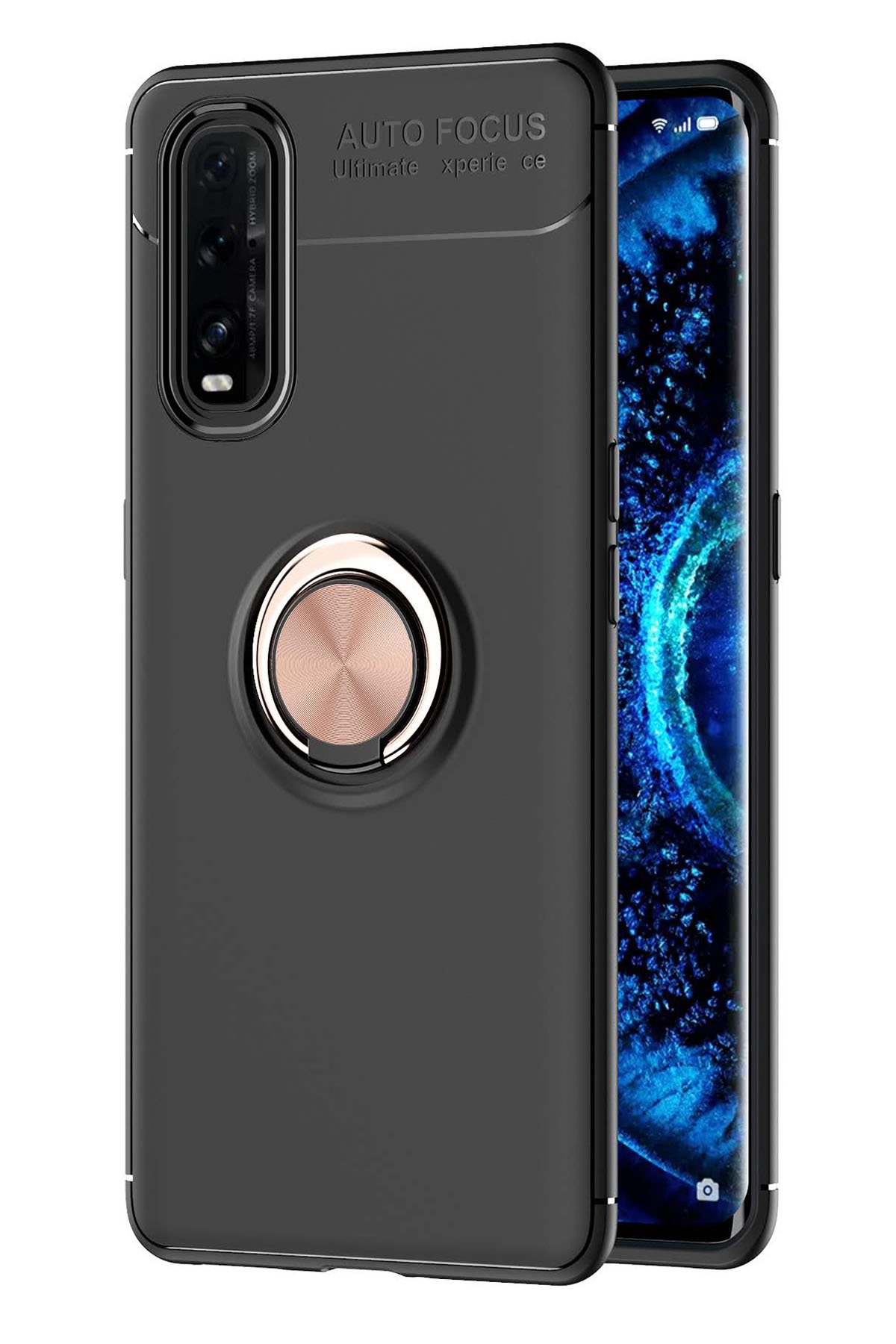 Newface Oppo Find X2 Kılıf Range Yüzüklü Silikon - Kırmızı