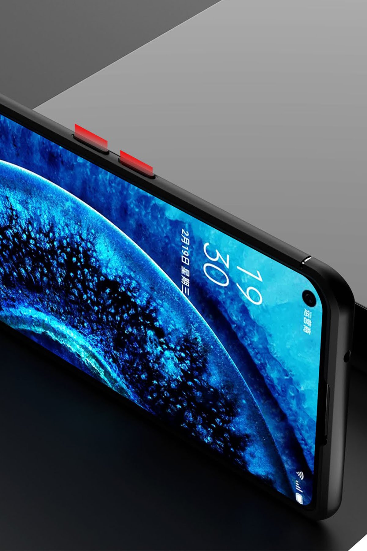 Newface Oppo Find X2 Kılıf Range Yüzüklü Silikon - Kırmızı