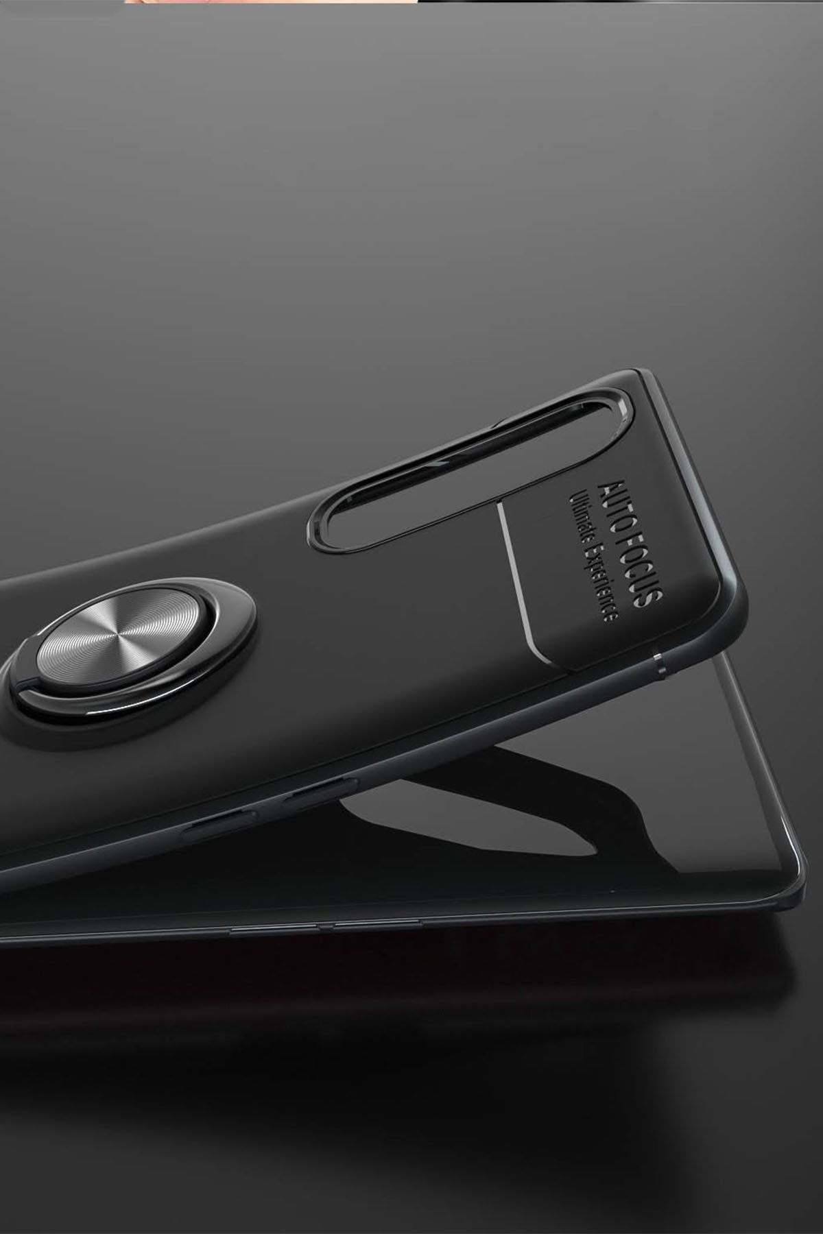 Newface Oppo Reno 3 Pro Kılıf Range Yüzüklü Silikon - Siyah