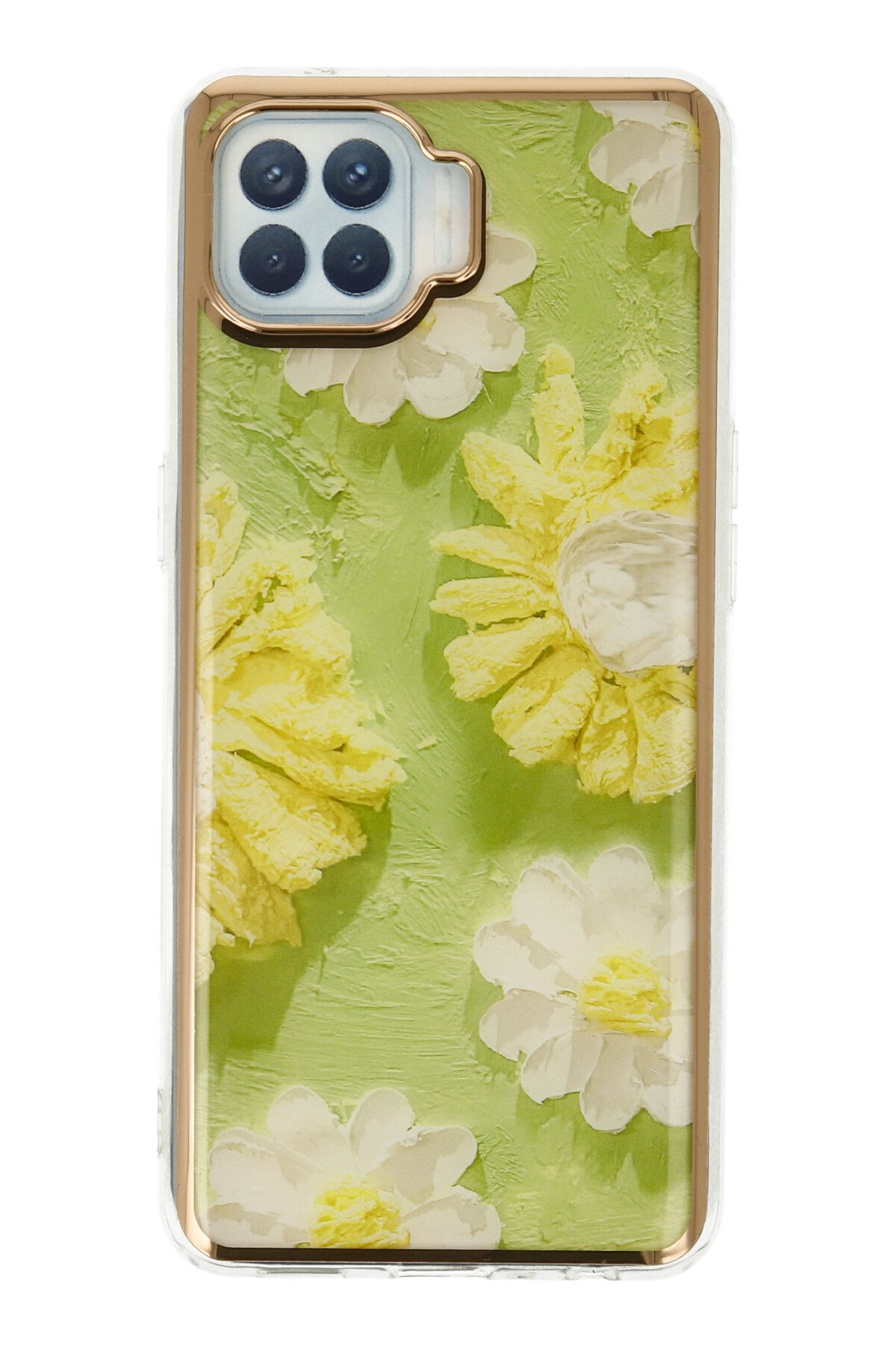 Newface Oppo Reno 4 Lite Kılıf Palm Buzlu Kamera Sürgülü Silikon - Sarı