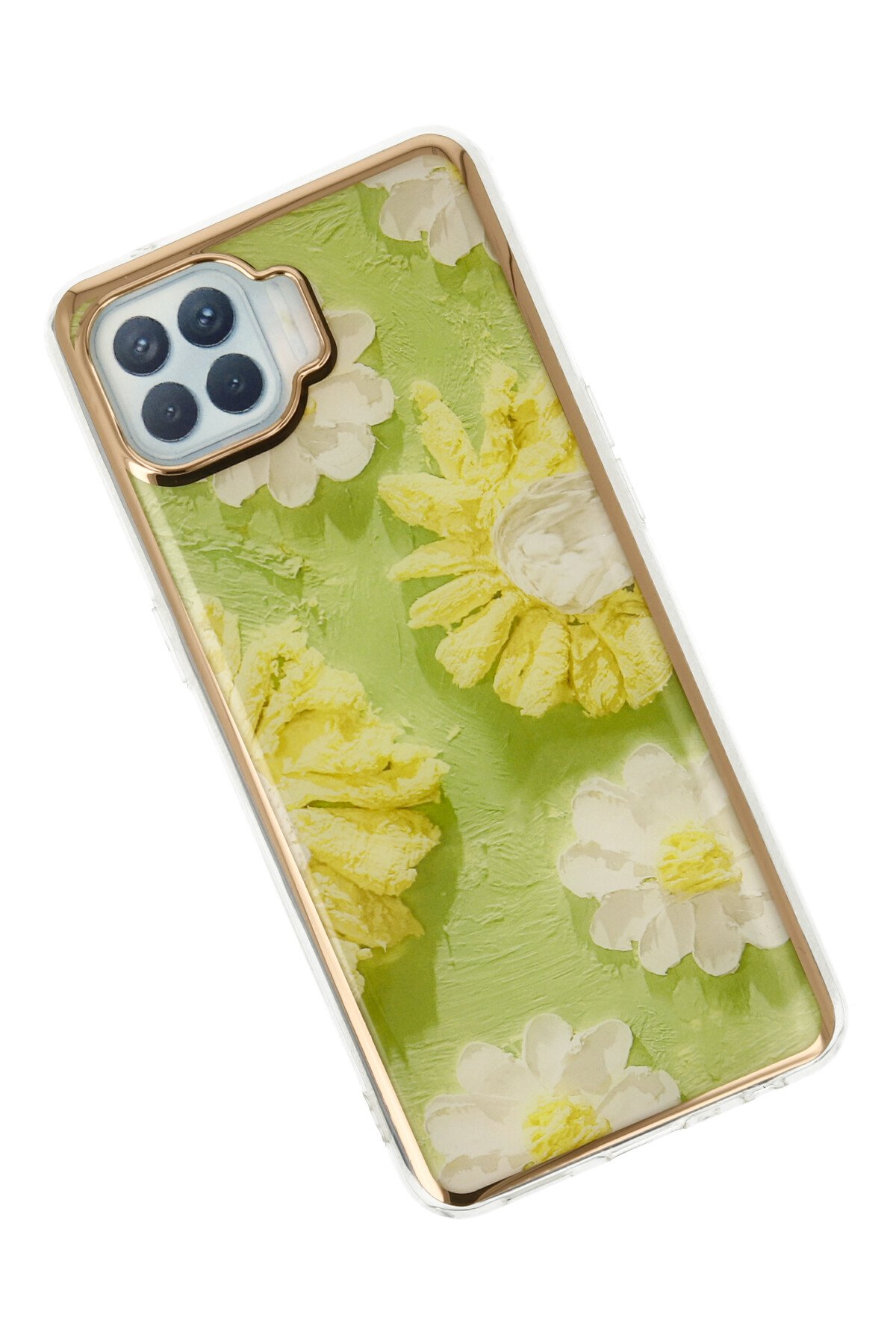 Newface Oppo Reno 4 Lite Kılıf Palm Buzlu Kamera Sürgülü Silikon - Sarı