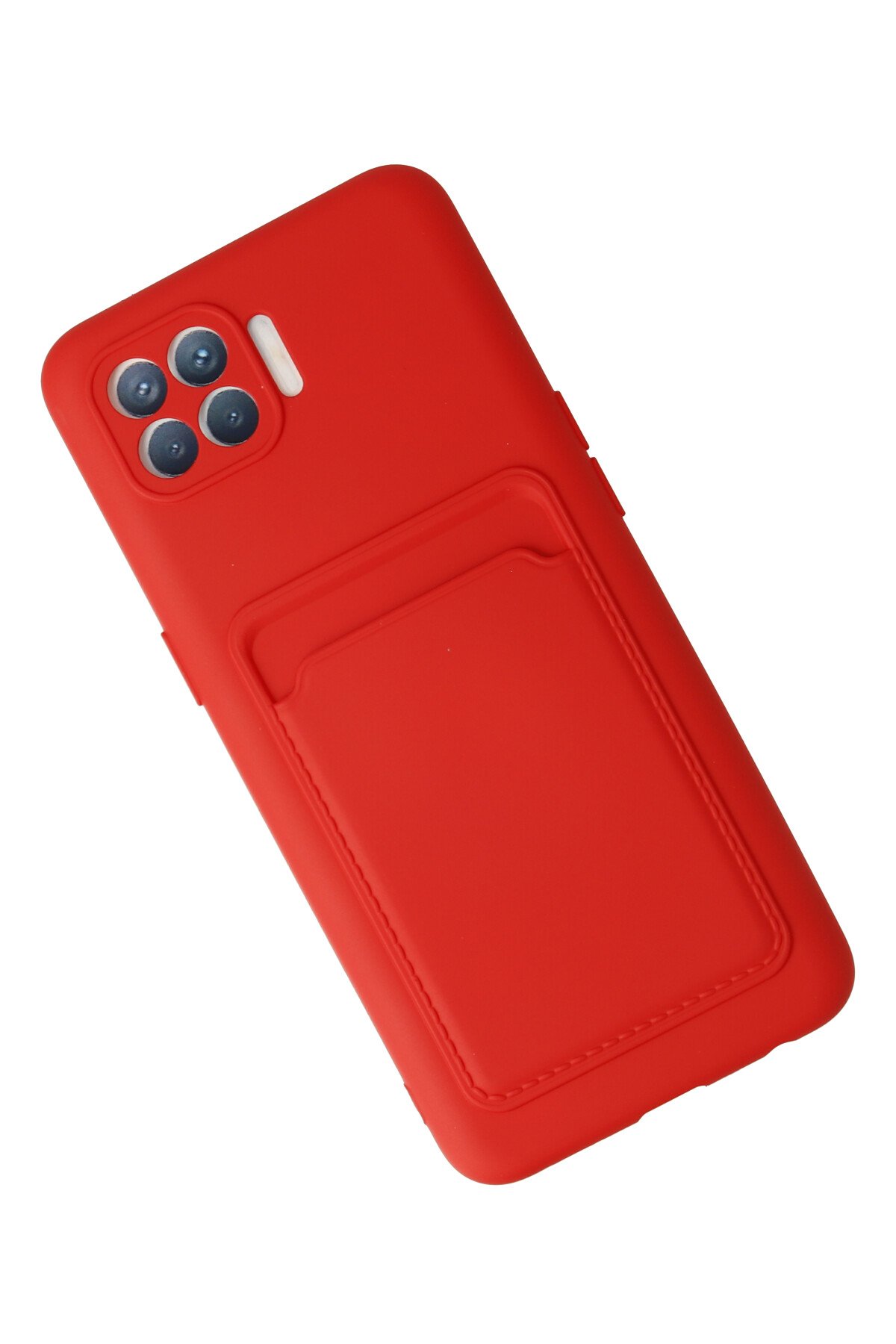 Newface Oppo Reno 4 Lite Kılıf Sofya Yüzüklü Silikon Kapak - Kırmızı