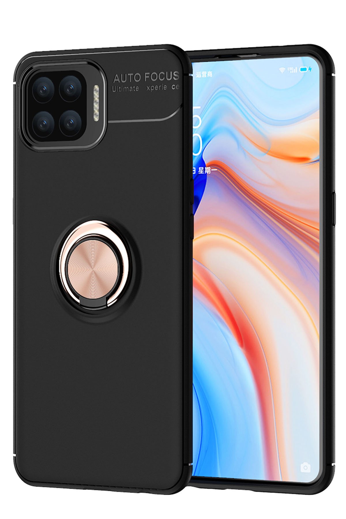 Newface Oppo Reno 4 Lite Kılıf Palm Buzlu Kamera Sürgülü Silikon - Sarı