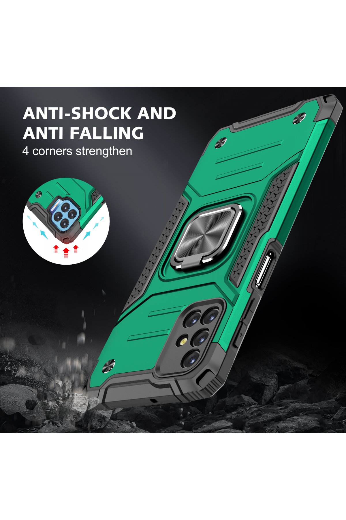 Newface Oppo Reno 4 Lite Kılıf Sofya Yüzüklü Silikon Kapak - Kırmızı