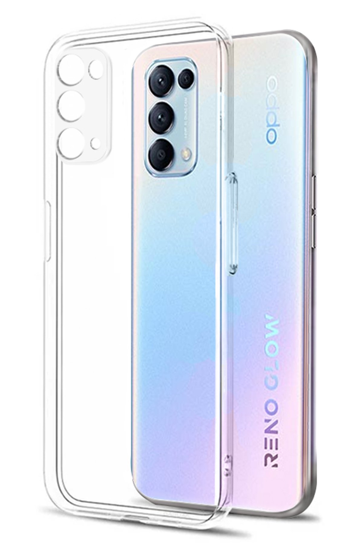 Newface Oppo Reno 5 Kılıf Focus Derili Silikon - Kırmızı