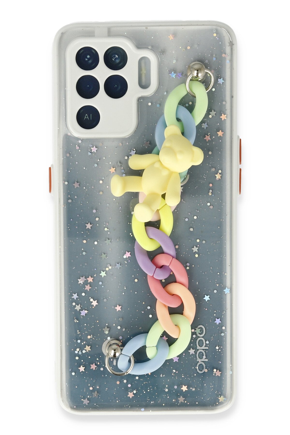 Newface Oppo Reno 5 Lite Kılıf Pars Lens Yüzüklü Silikon - Gümüş