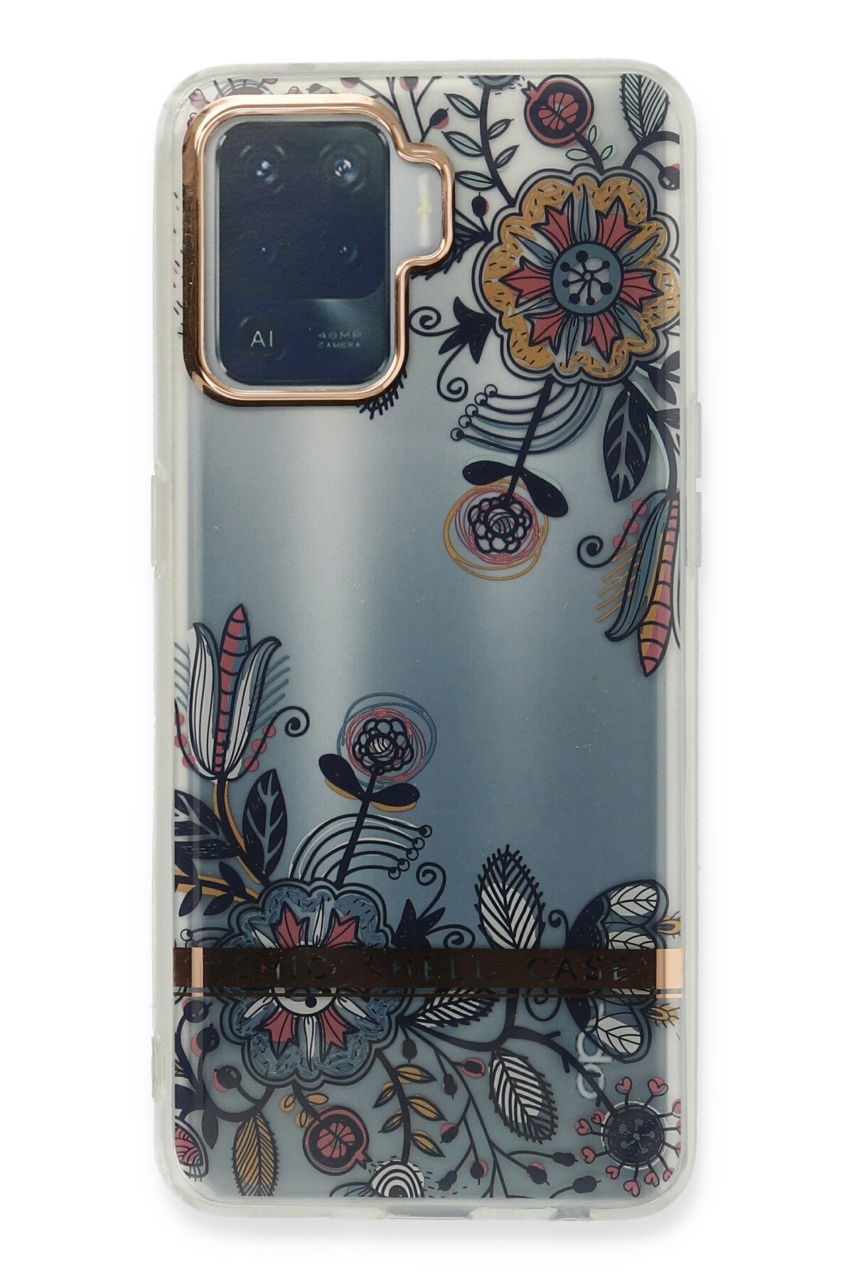 Newface Oppo Reno 5 Lite Kılıf Sofya Yüzüklü Silikon Kapak - Gold