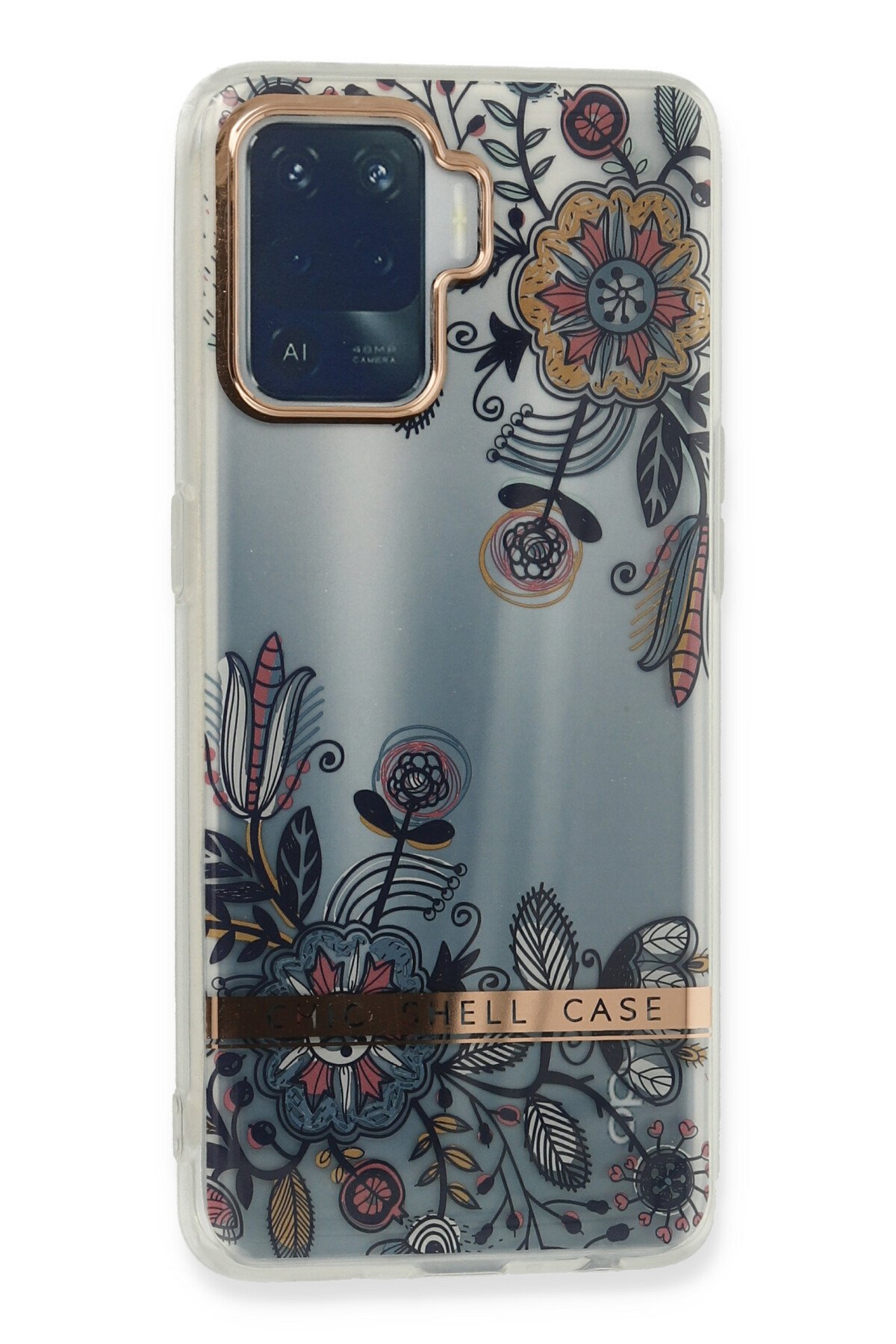 Newface Oppo Reno 5 Lite Kılıf Sofya Yüzüklü Silikon Kapak - Gold