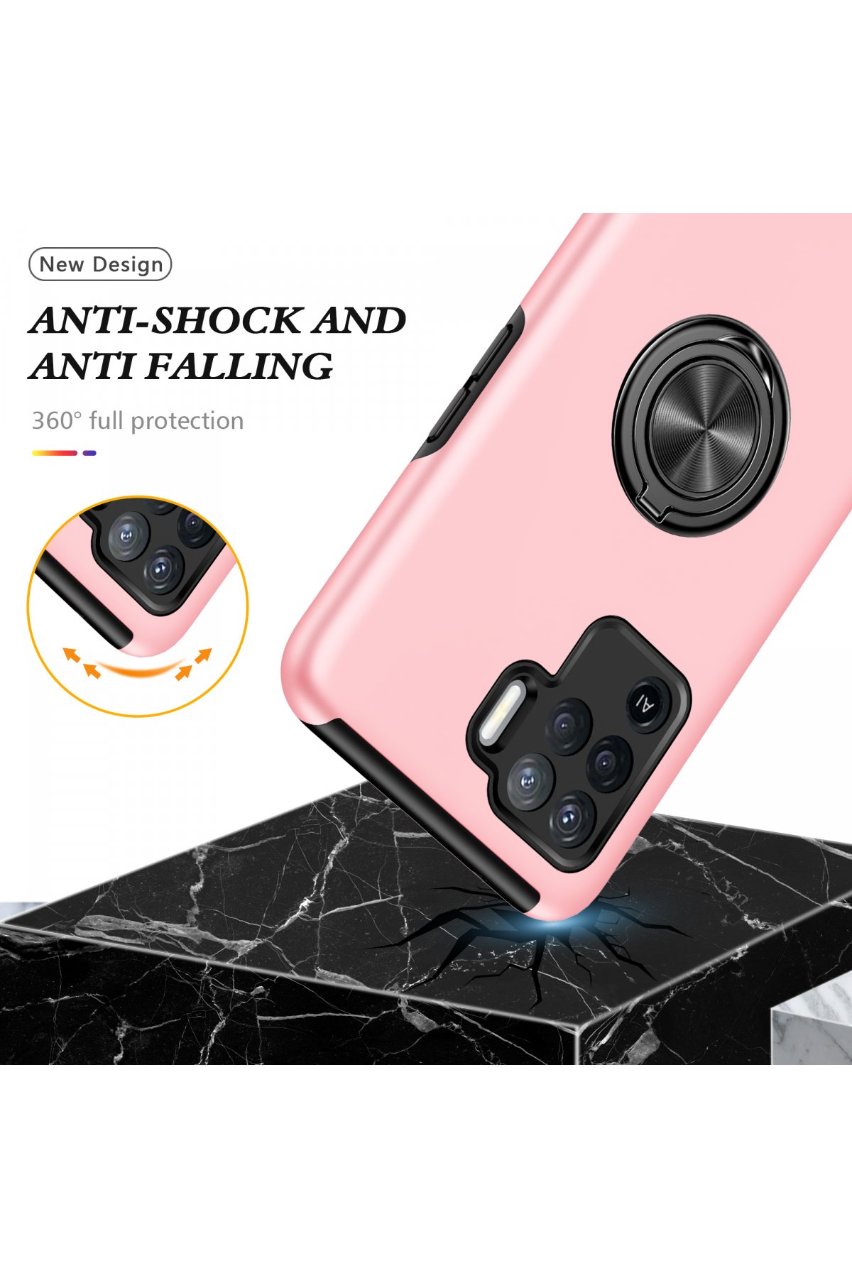 Newface Oppo Reno 5 Lite Kılıf First Silikon - Gold