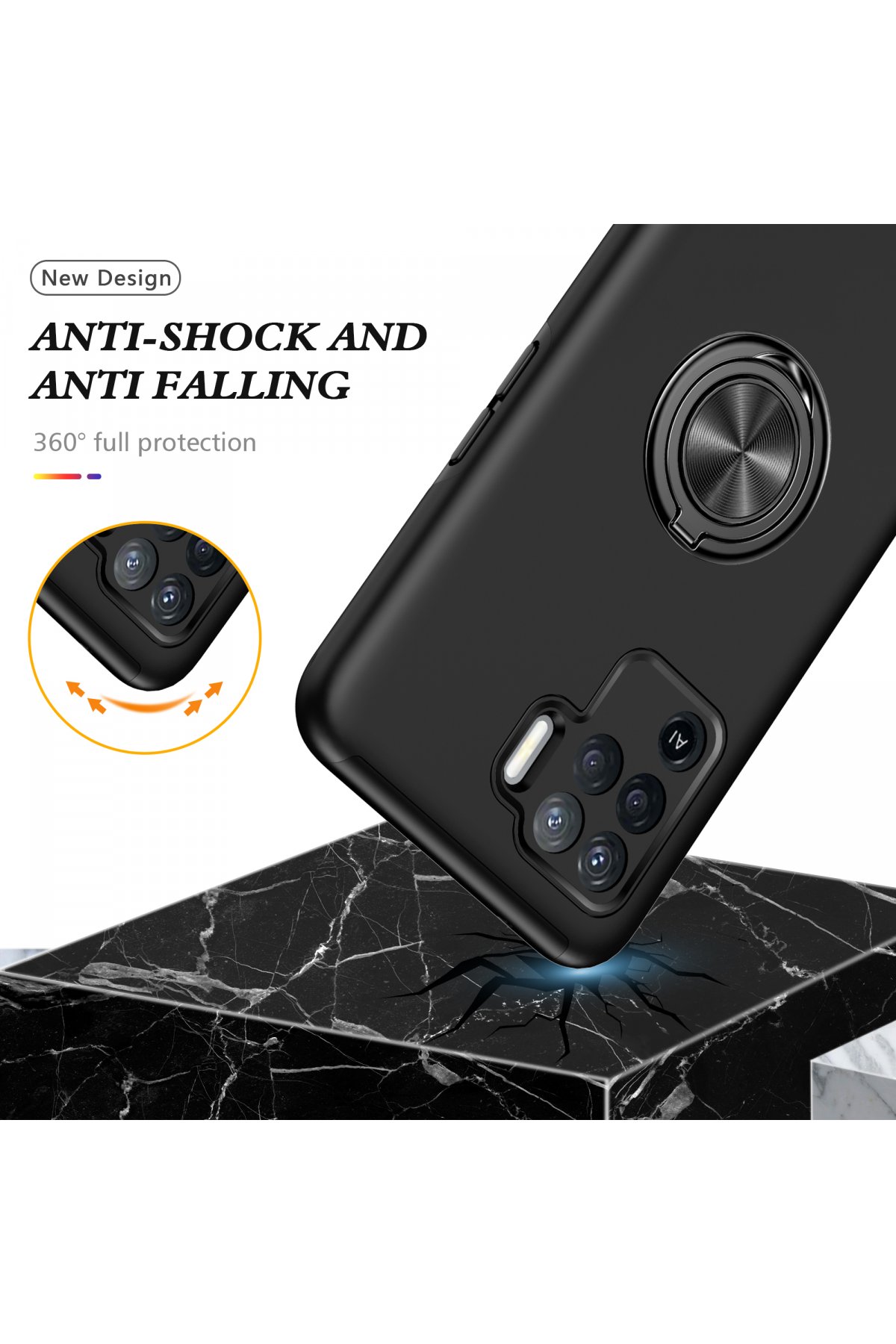 Newface Oppo Reno 5 Lite Kılıf Volet Silikon - Siyah