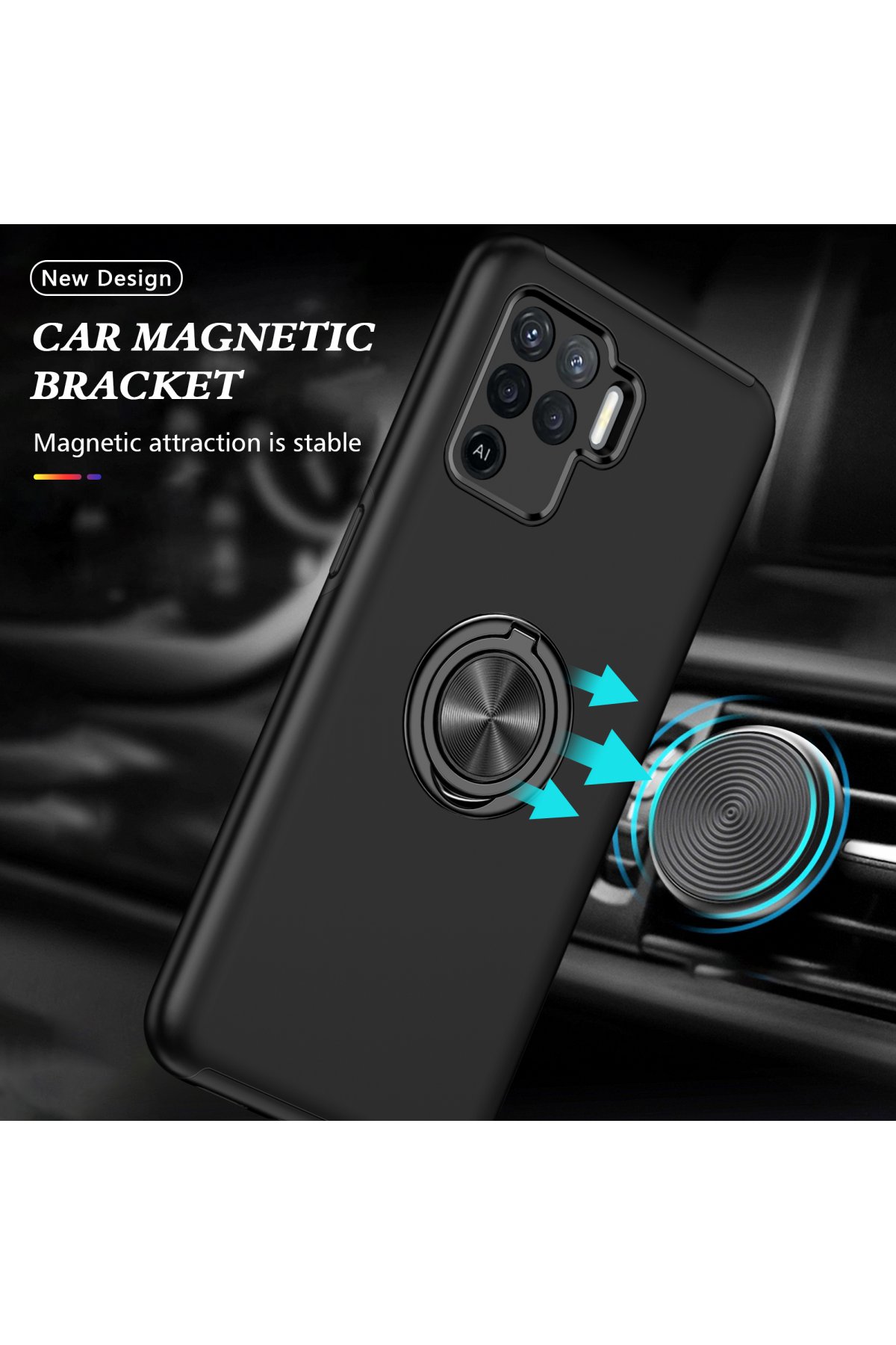 Newface Oppo Reno 5 Lite Kılıf Volet Silikon - Siyah