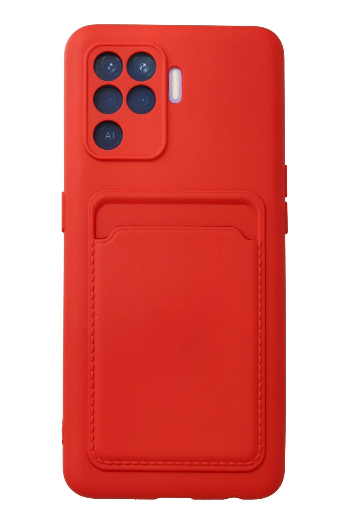 Newface Oppo Reno 5 Lite Kılıf Pars Lens Yüzüklü Silikon - Kırmızı
