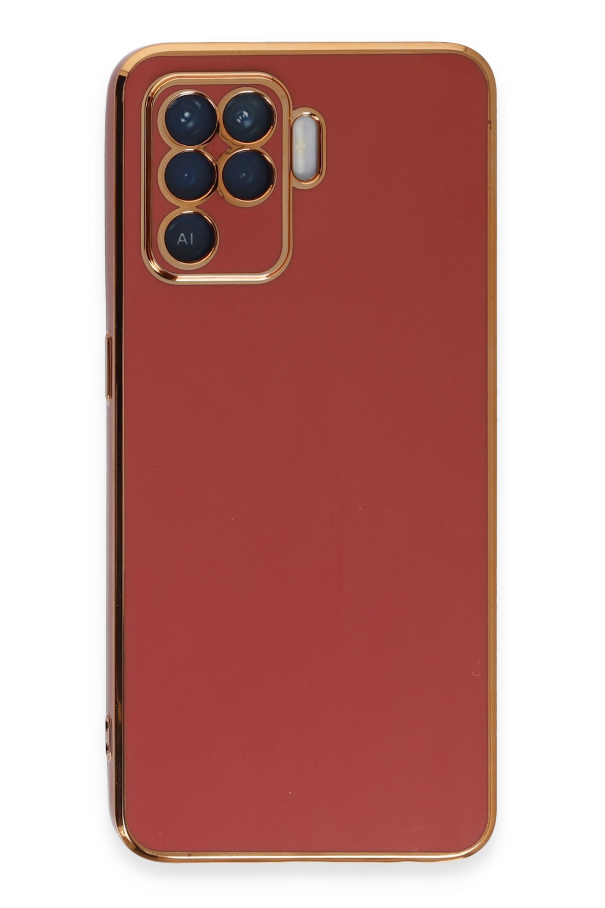 Newface Oppo Reno 5 Lite Kılıf Sofya Yüzüklü Silikon Kapak - Gold