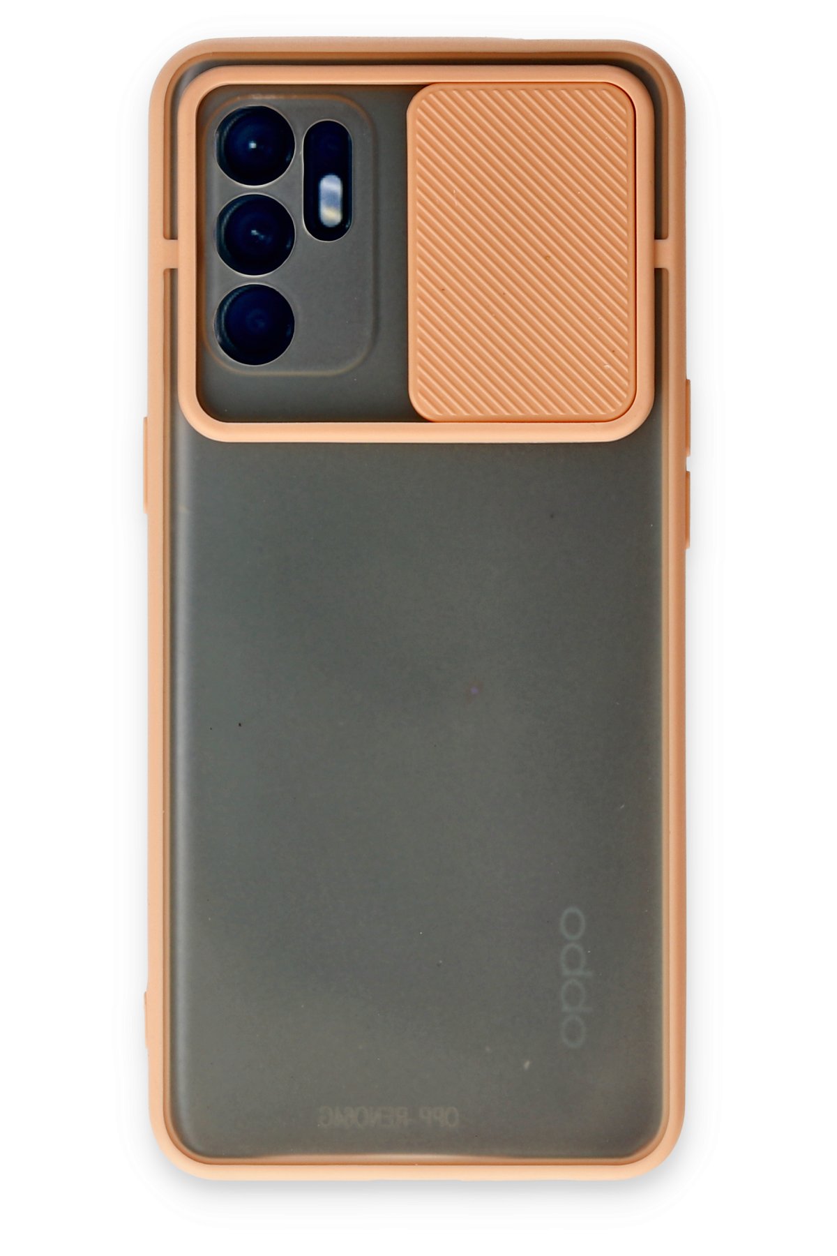 Newface Oppo Reno 6 Kılıf Palm Buzlu Kamera Sürgülü Silikon - Kırmızı