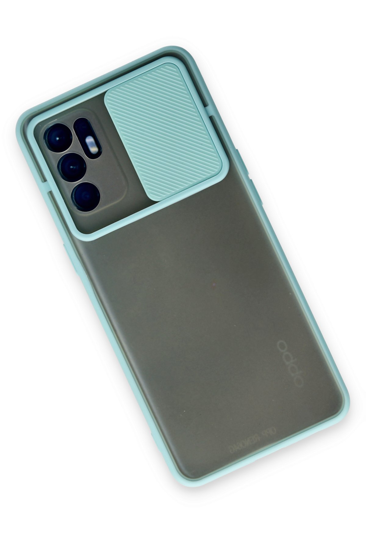 Newface Oppo Reno 6 Kılıf Palm Buzlu Kamera Sürgülü Silikon - Kırmızı