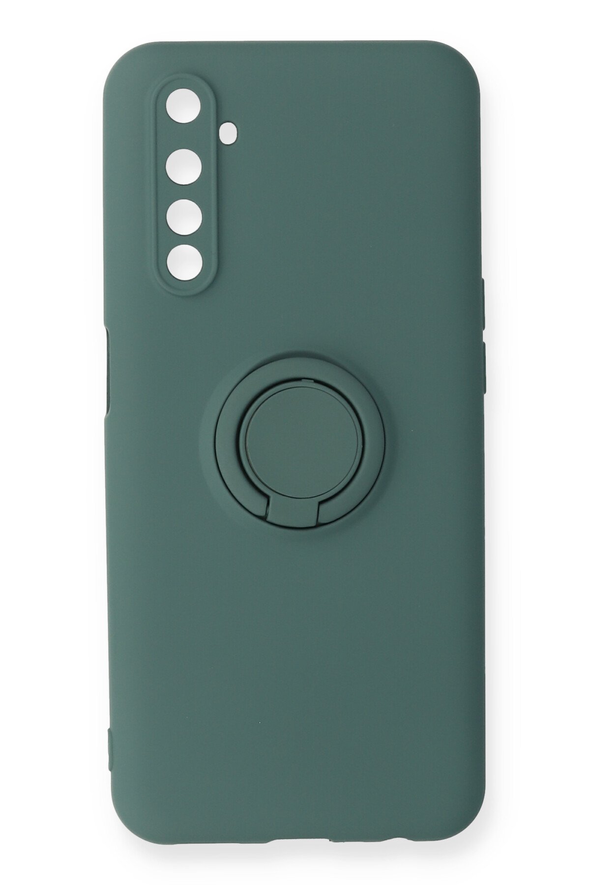 Newface Realme 6 Kılıf Simli Yüzüklü Silikon - Yeşil