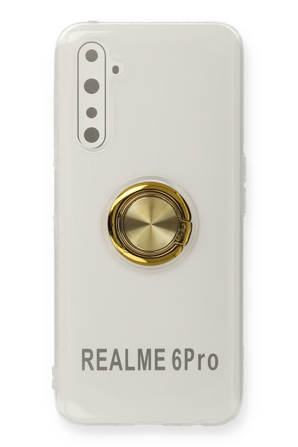Newface Realme 6 Pro Kılıf Simli Yüzüklü Silikon - Kırmızı