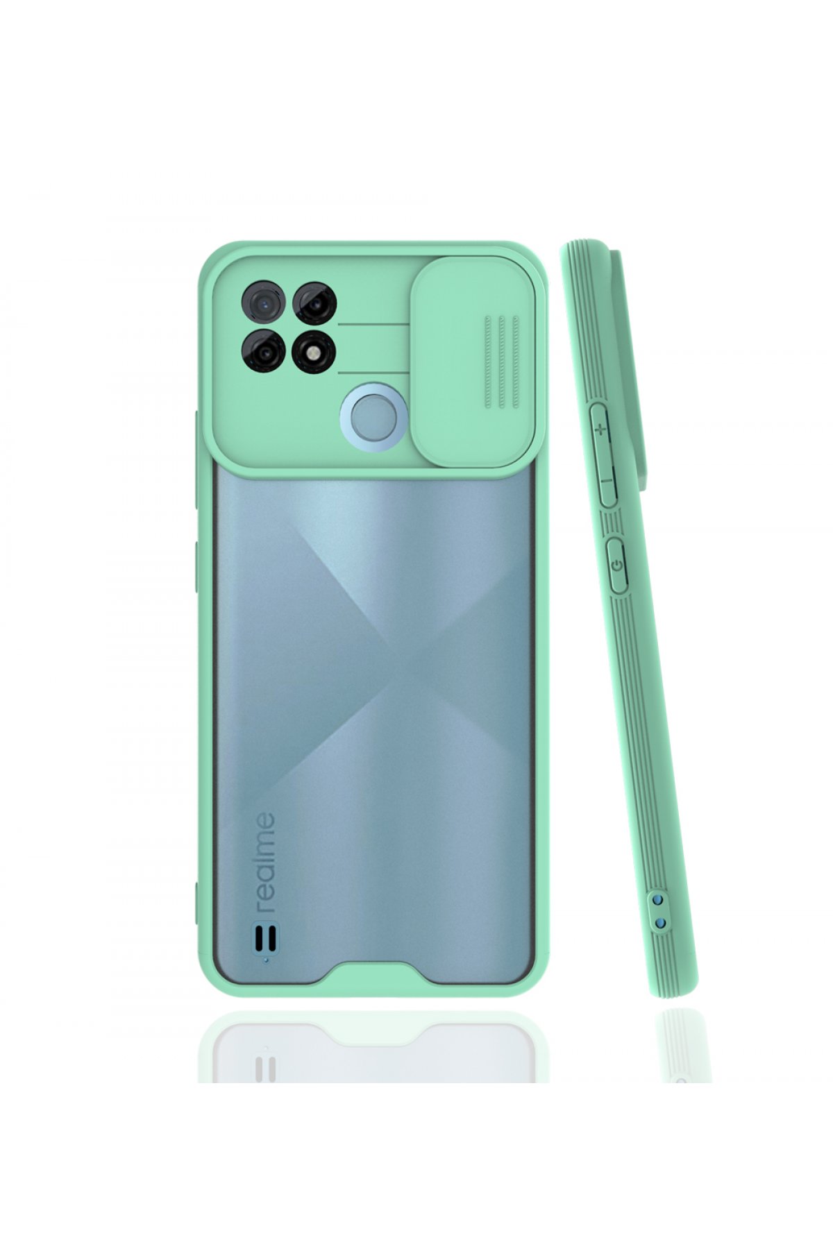 Newface Realme C21 Kılıf Loop Deri Silikon - Siyah