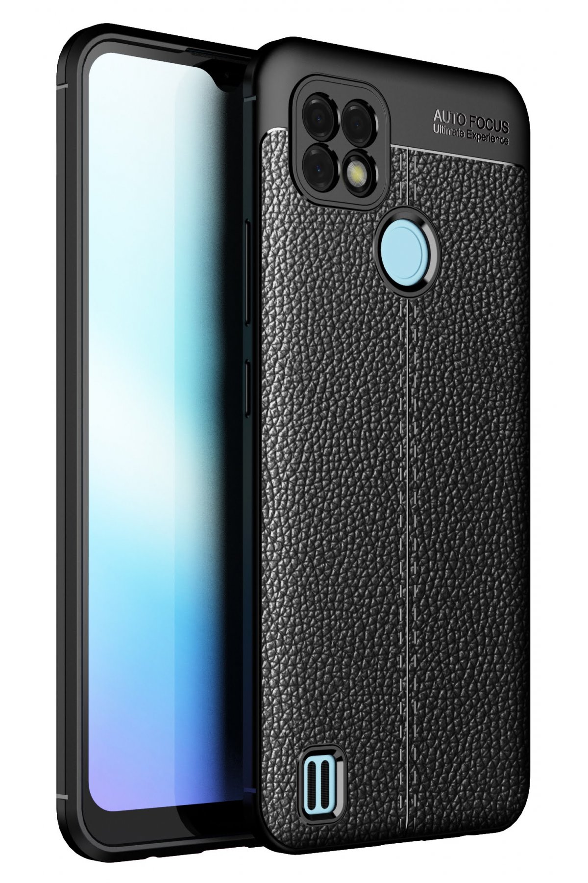 Newface Realme C25 Kılıf Glass Kapak - Siyah