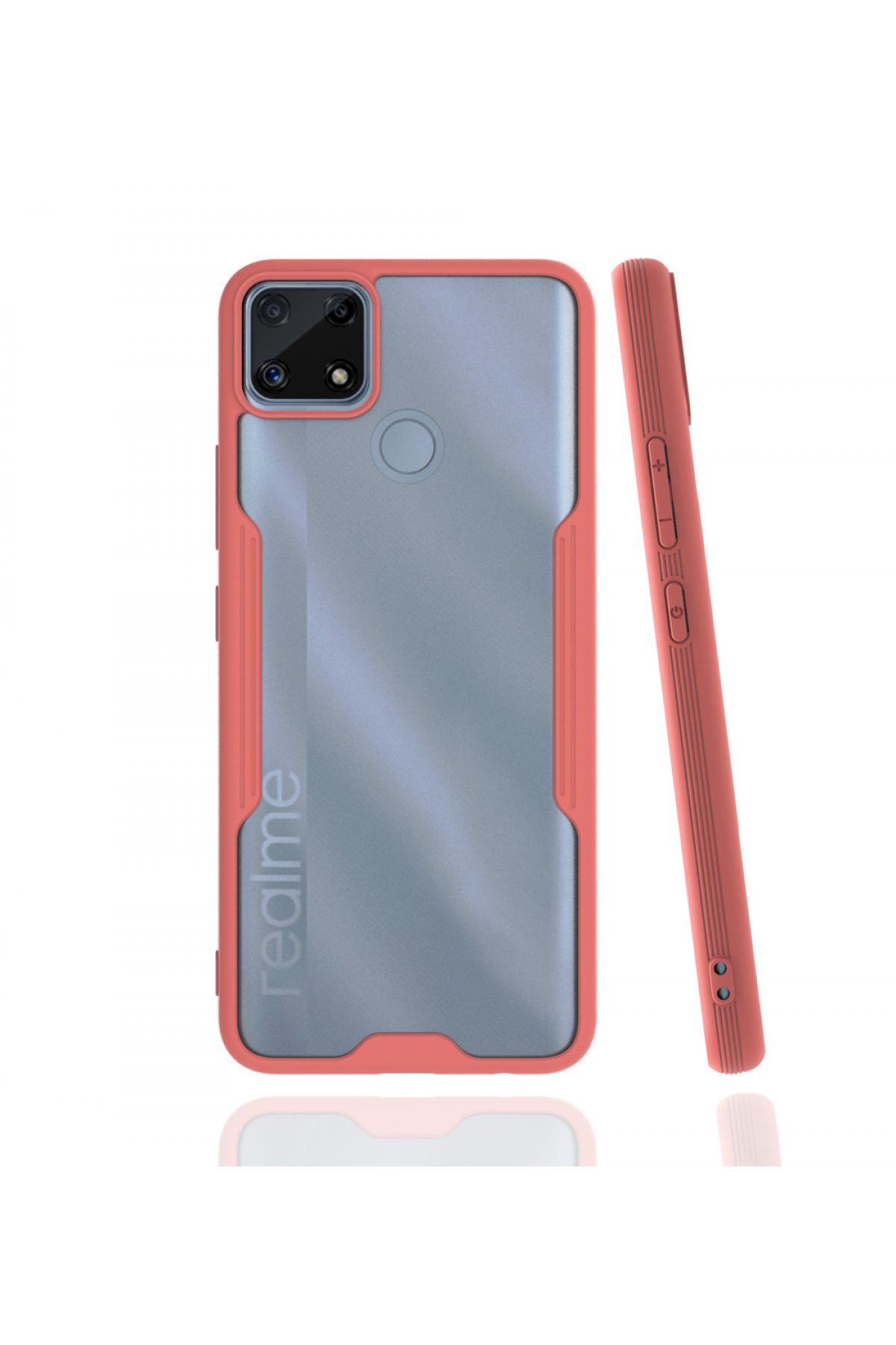 Newface Realme C25 Kılıf Auto Focus Karbon Kapak - Kahverengi