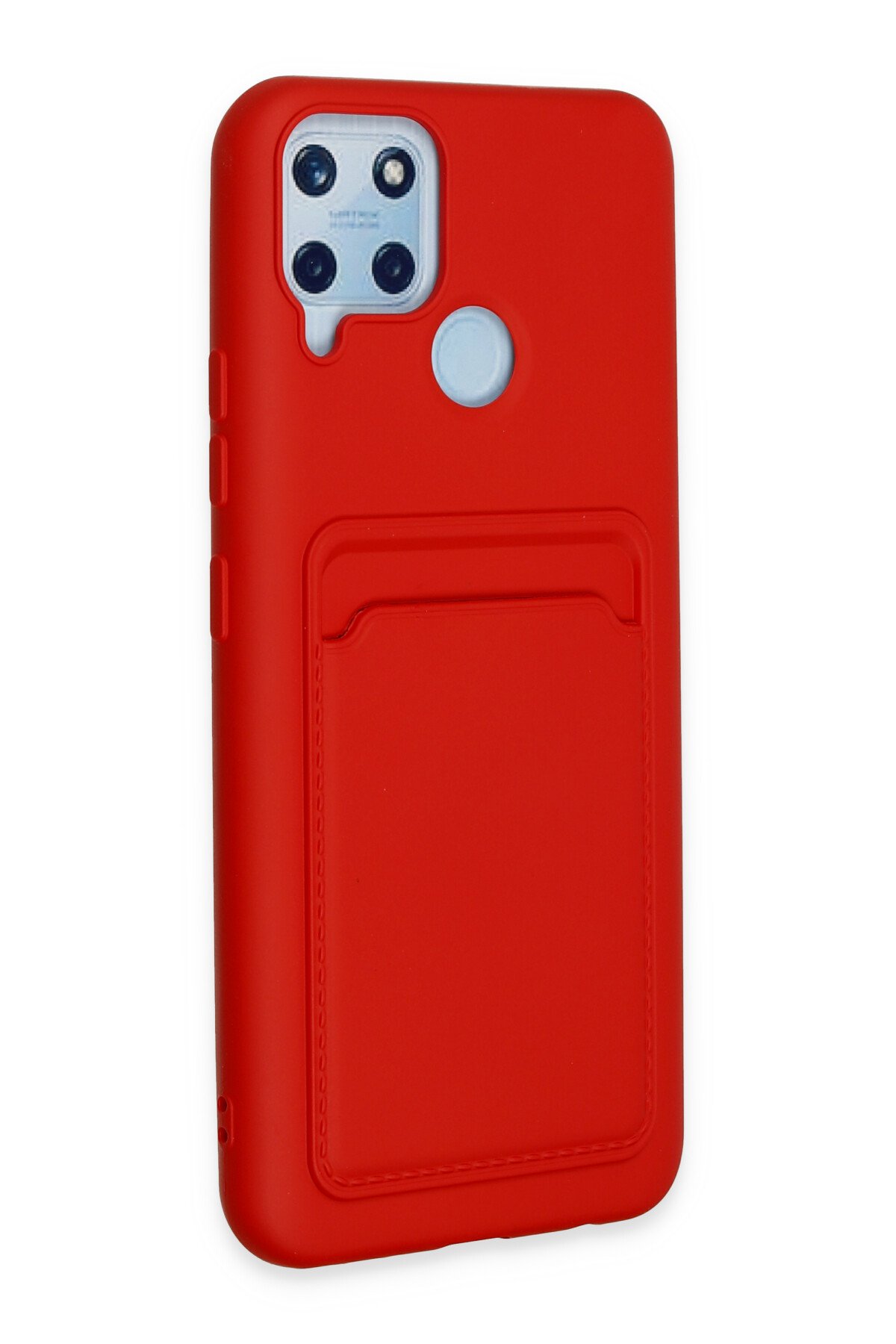 Newface Realme C25s Kılıf Glass Kapak - Bordo