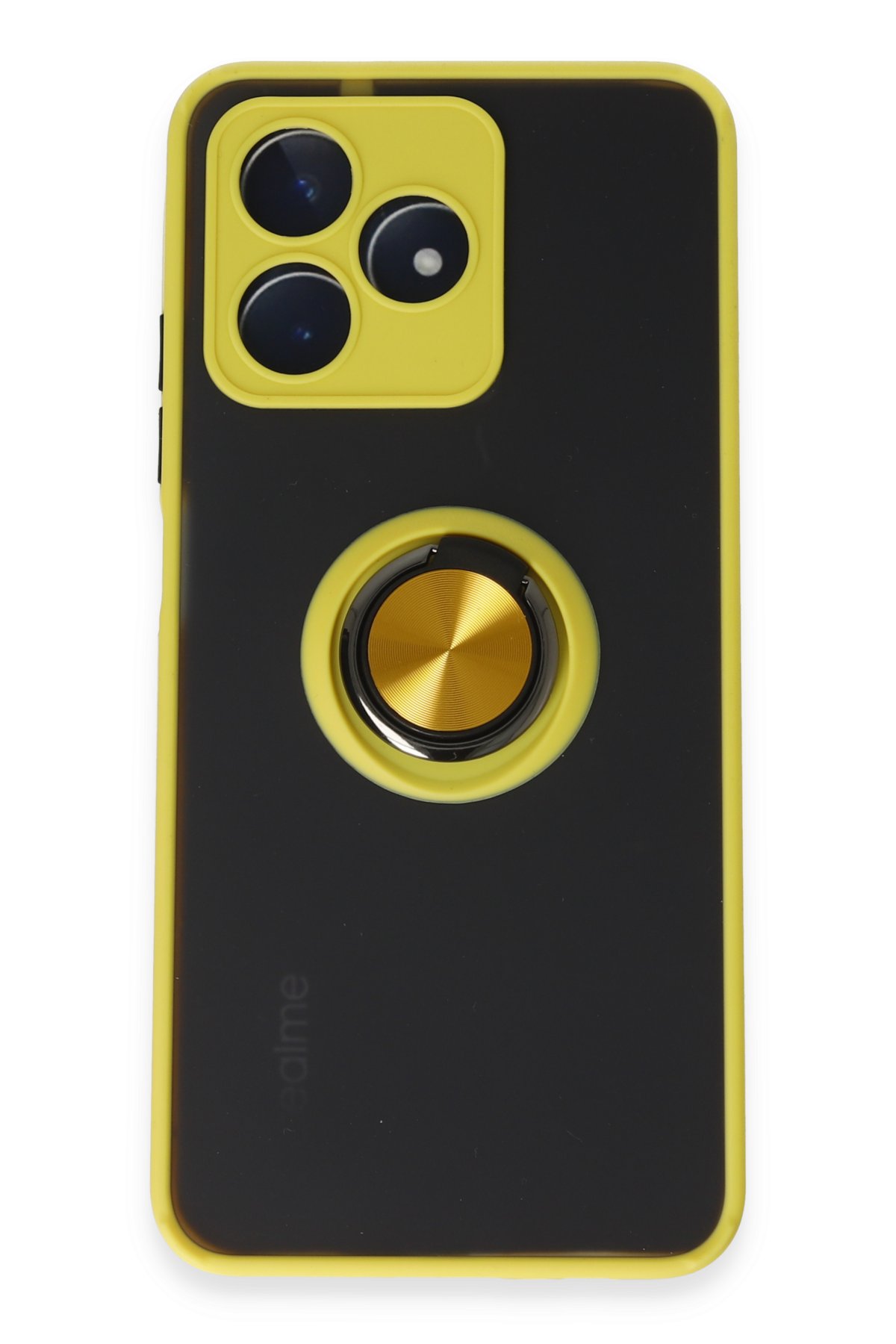 Newface Realme C53 Kılıf Pars Lens Yüzüklü Silikon - Siyah