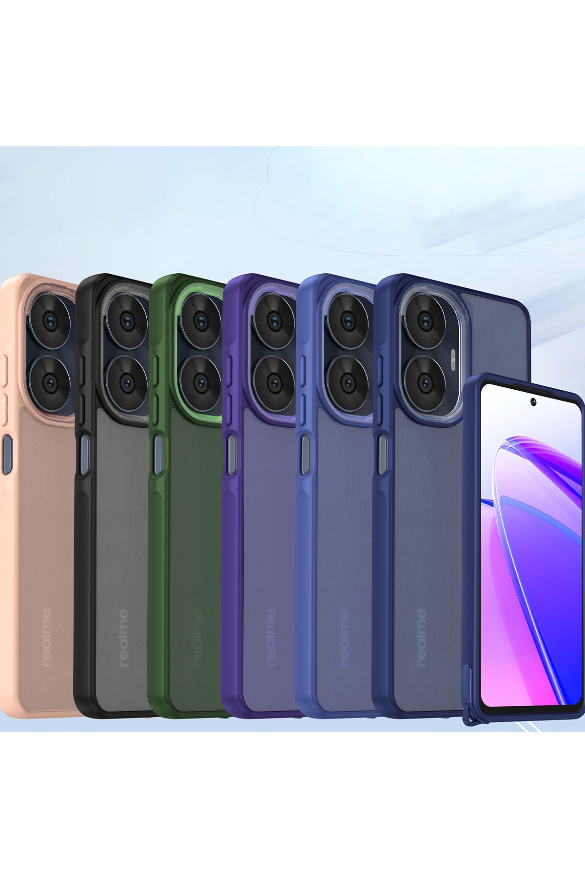 Newface Realme C55 Kılıf Nano içi Kadife Silikon - Pudra