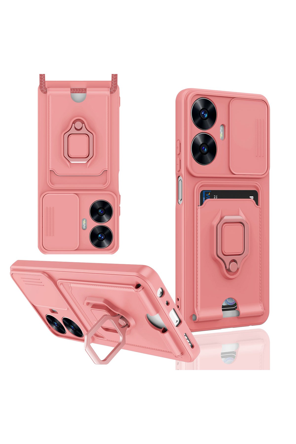 Newface Realme C55 Kılıf Pars Lens Yüzüklü Silikon - Lacivert